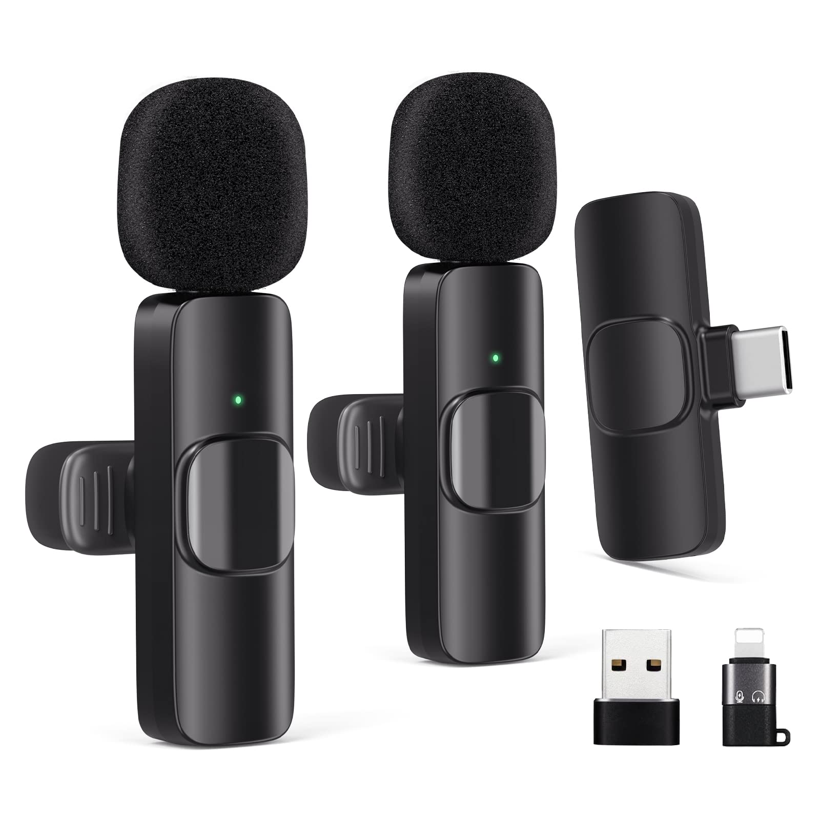 Gicorino Wireless Lavalier Microphone for Android/iPhone/Computer/Laptop, Wireless Mic for iPhone15 with Noise Reduction Chip, M