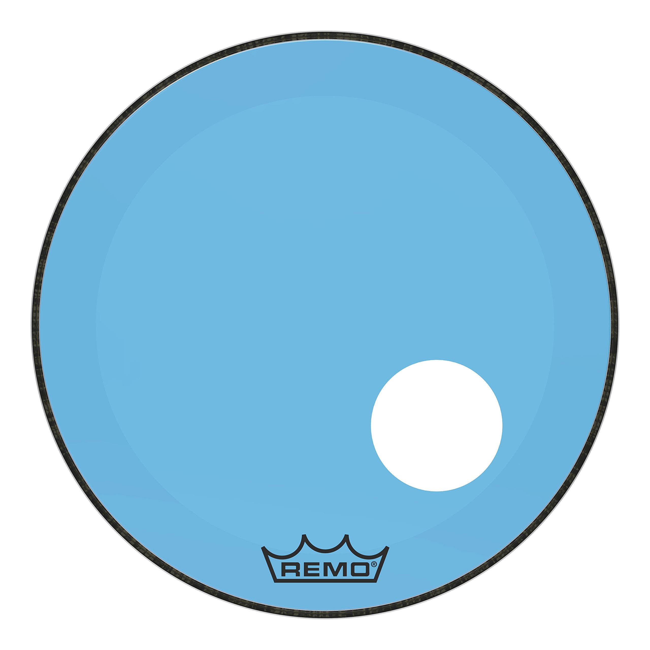Remo Powerstroke P3 Colortone Blue Bass Drumhead, 22, 5 Offset Hole
