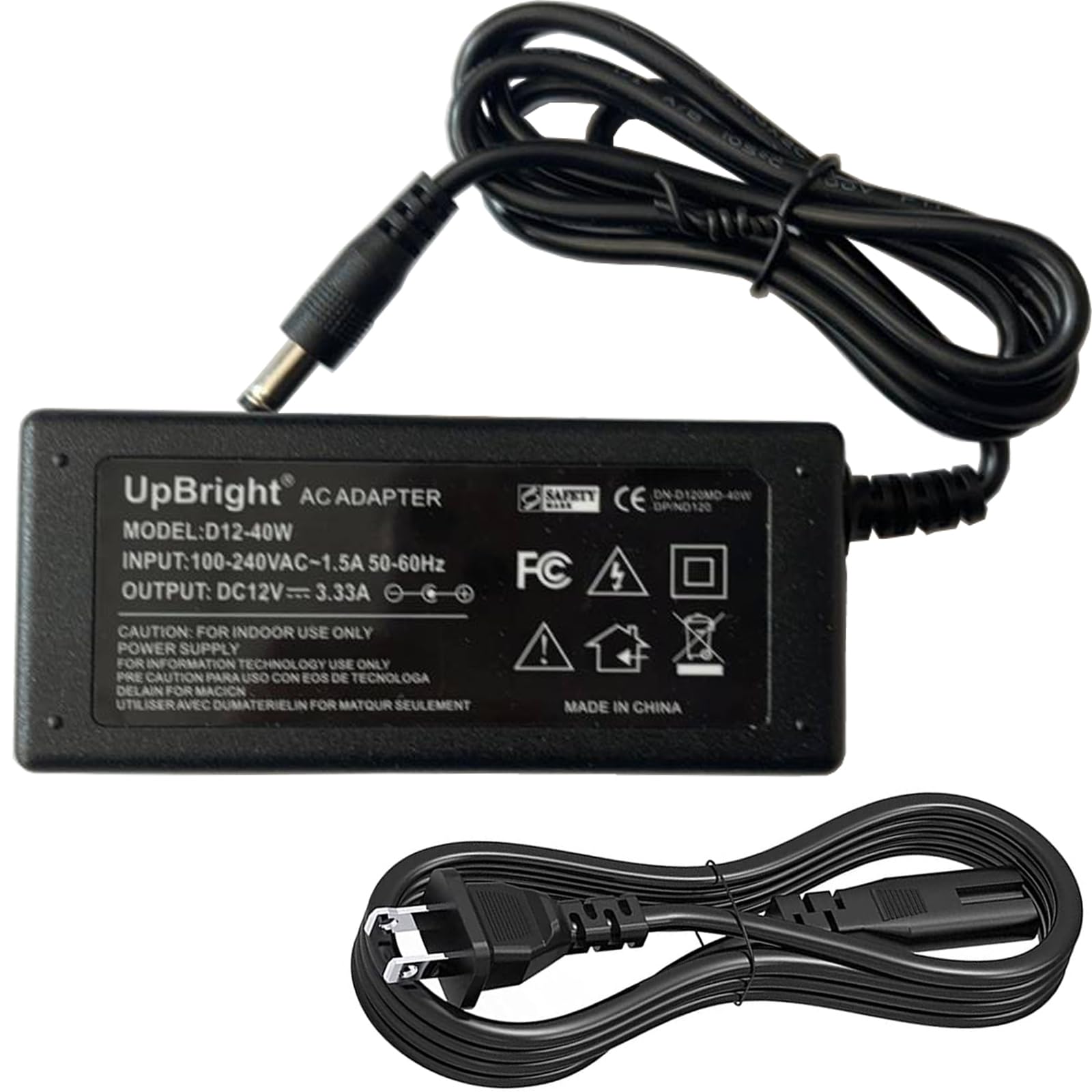 UpBright 12V 3A AC/DC Adapter Compatible with Donner DEP-20 DEP-20S DEP-10 DEP-45 DEP-80 Beginner Digital Piano 88 Key Full Size