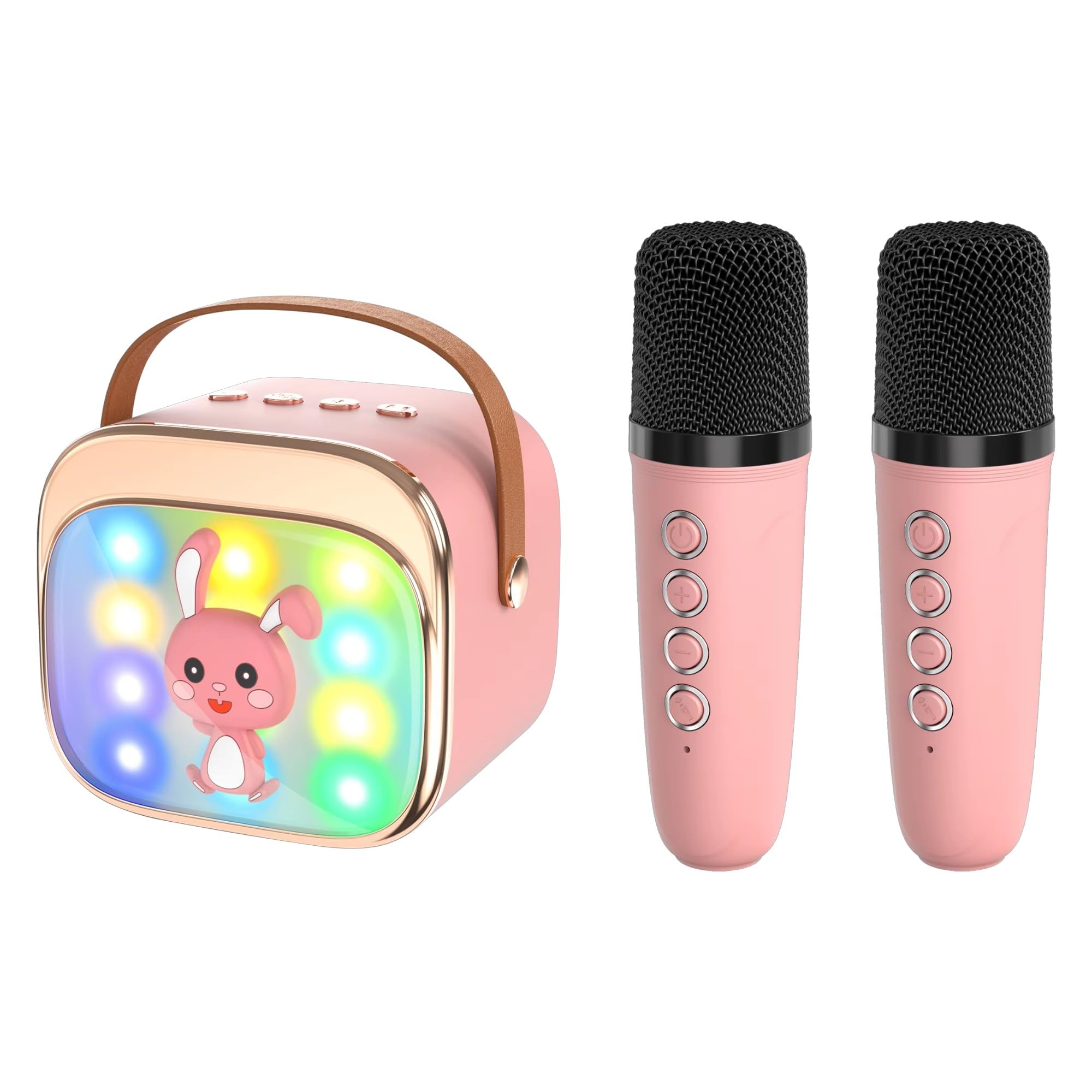 Kidara Bunny Beats Karaoke Speaker With 2 Wireless Mics | Rechargeable Bluetooth Music Toy With Led Lights, | Fun Singing Set Fo