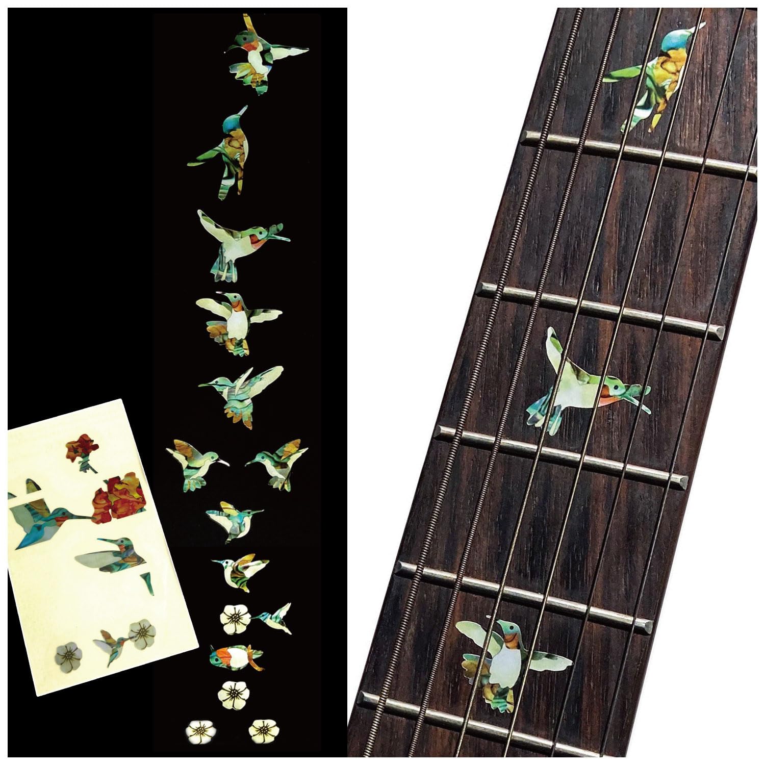Bee Hummingbirds - Fret Markers Inlay Stickers Decals For Guitars