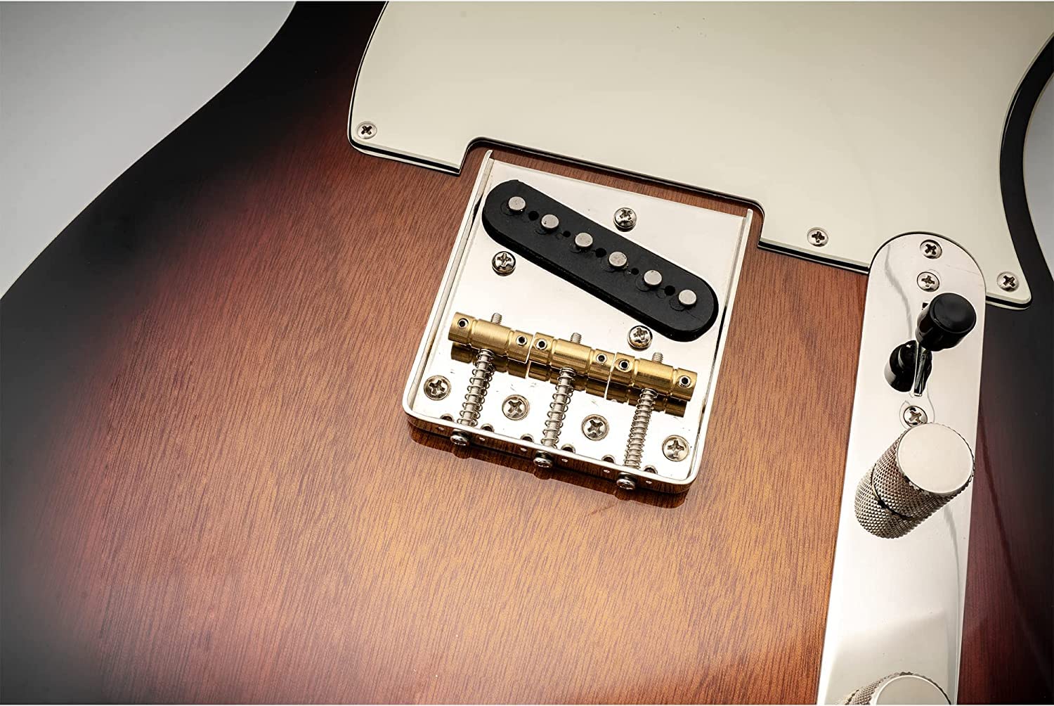 TUOREN Vintage Telecaster Bridge with Brass Compensated 3-Saddles Assembly Fit Fender Telecaster Tele Electric Guitar