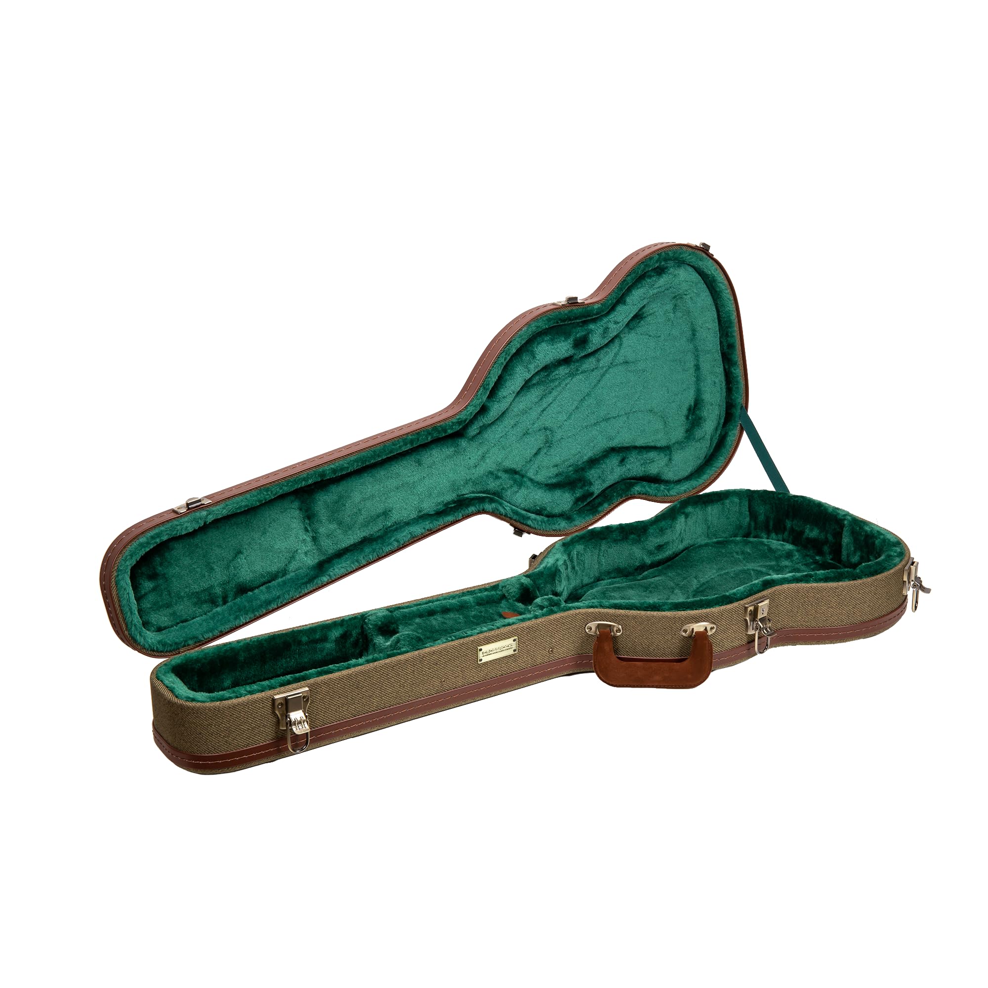 Crossrock Master Series SG Electric Guitar Case | Olive Green Tweed Exterior, Re-Engineered Wooden Shell, Leather Handle & Fores