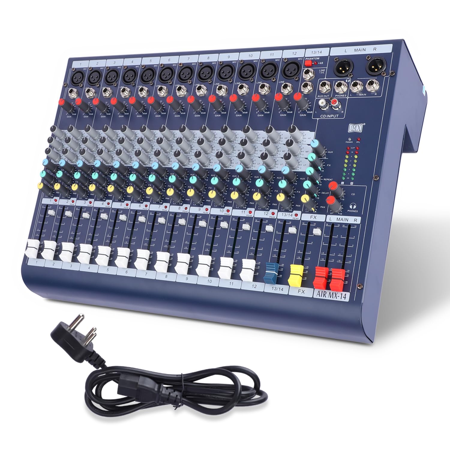 Mx 14-Channel Audio Mixer With Usb & Bluetooth - Professional Dj Sound Mixing Console With Mic/Line Inputs And Eq Controls For L