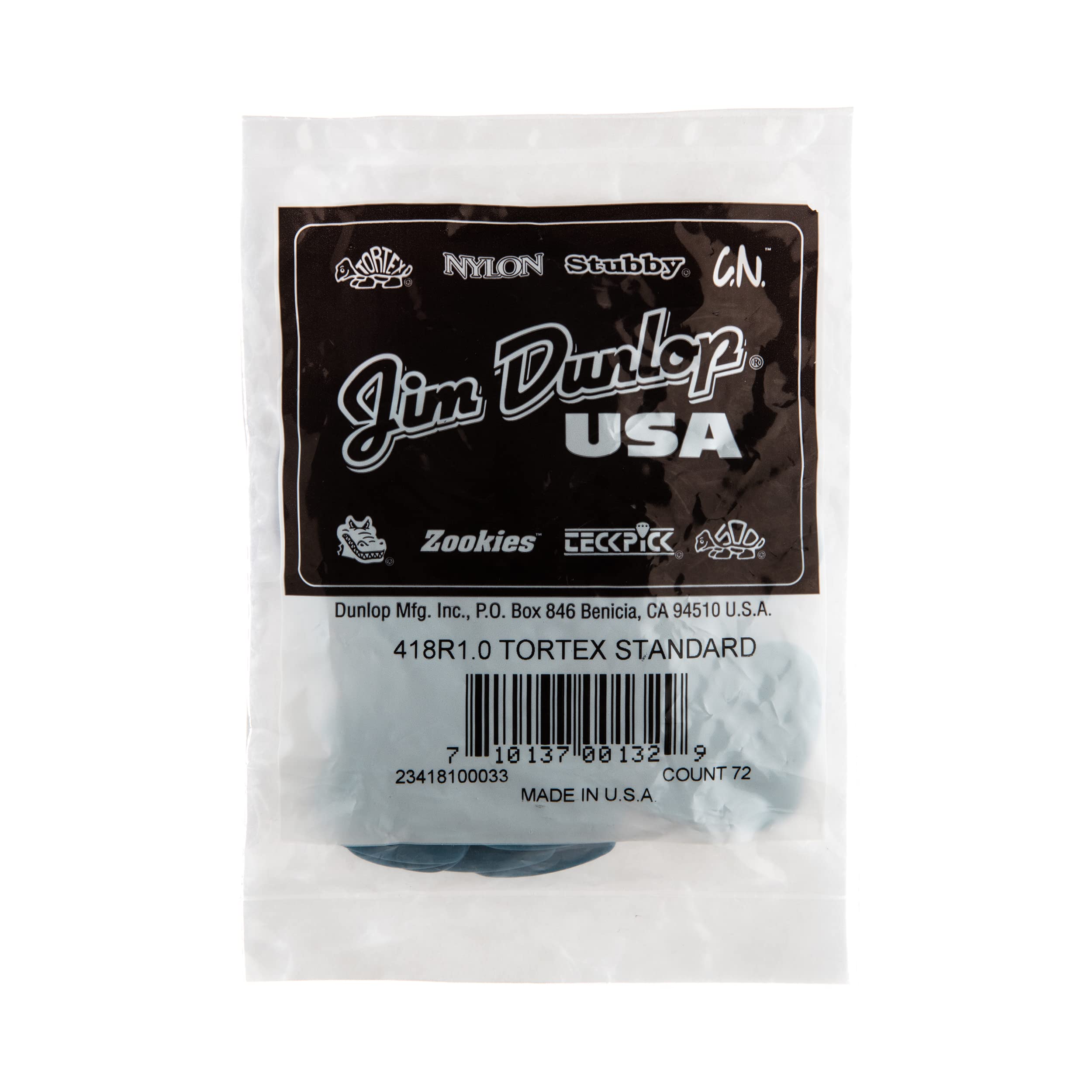 Dunlop Tortex Standard 1.0mm Blue Guitar Pick, 72 Pack