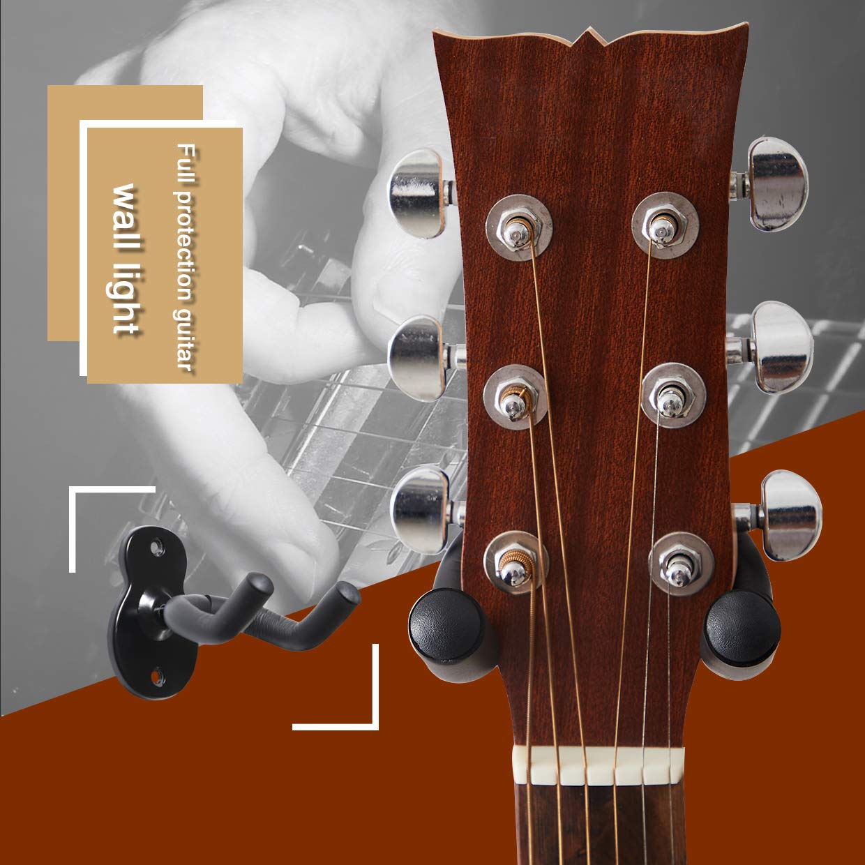 WOGOD Guitar Hanger Wall Mount 10 Pack Guitar Hangers Hooks Holder Wall Stand Mount