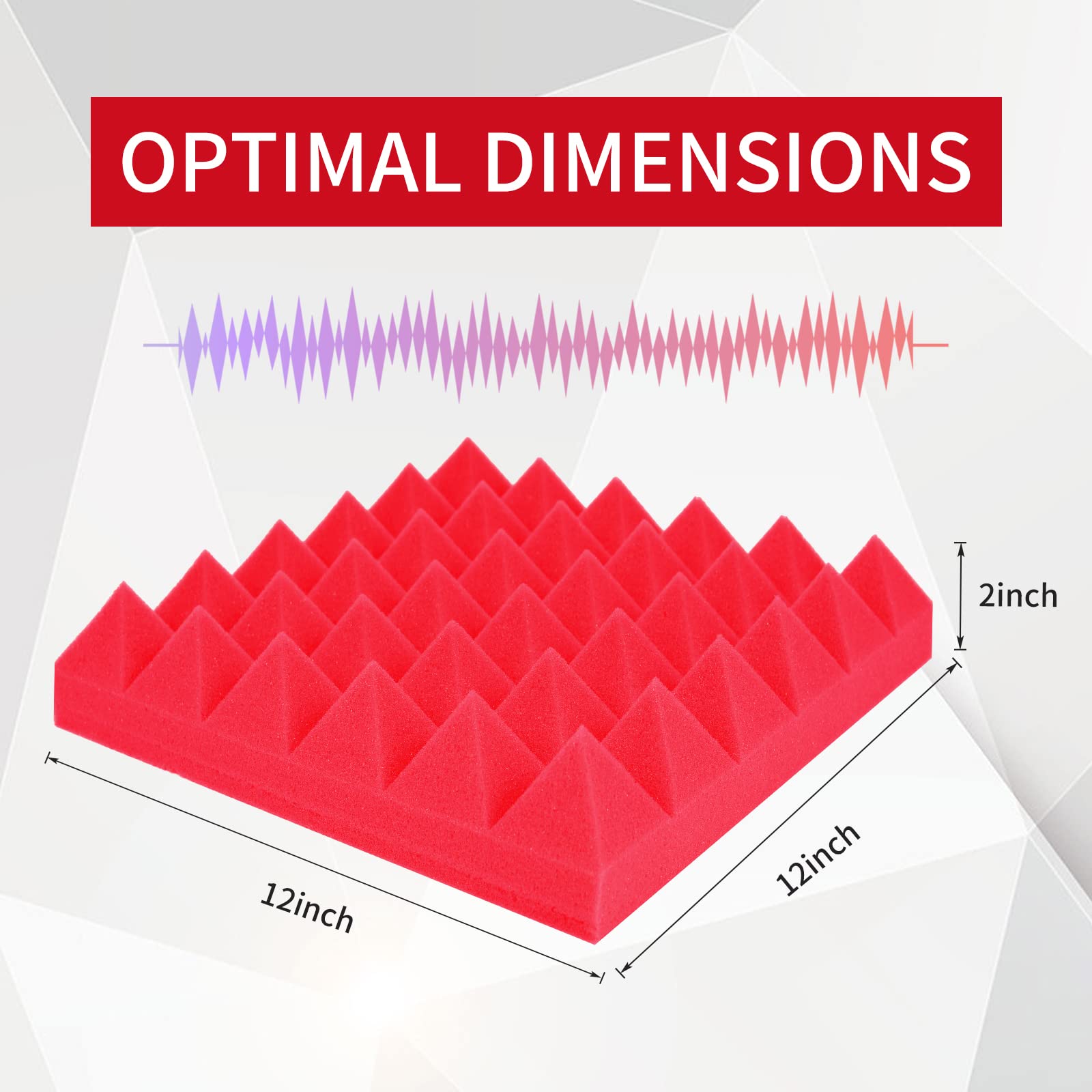Musfunny Sound Proof Foam Panels - 12 Pcs 2 '' x 12 '' x 12 '' Acoustic Panels Noise Sound Absorbing Wall Panel for Studio Recor