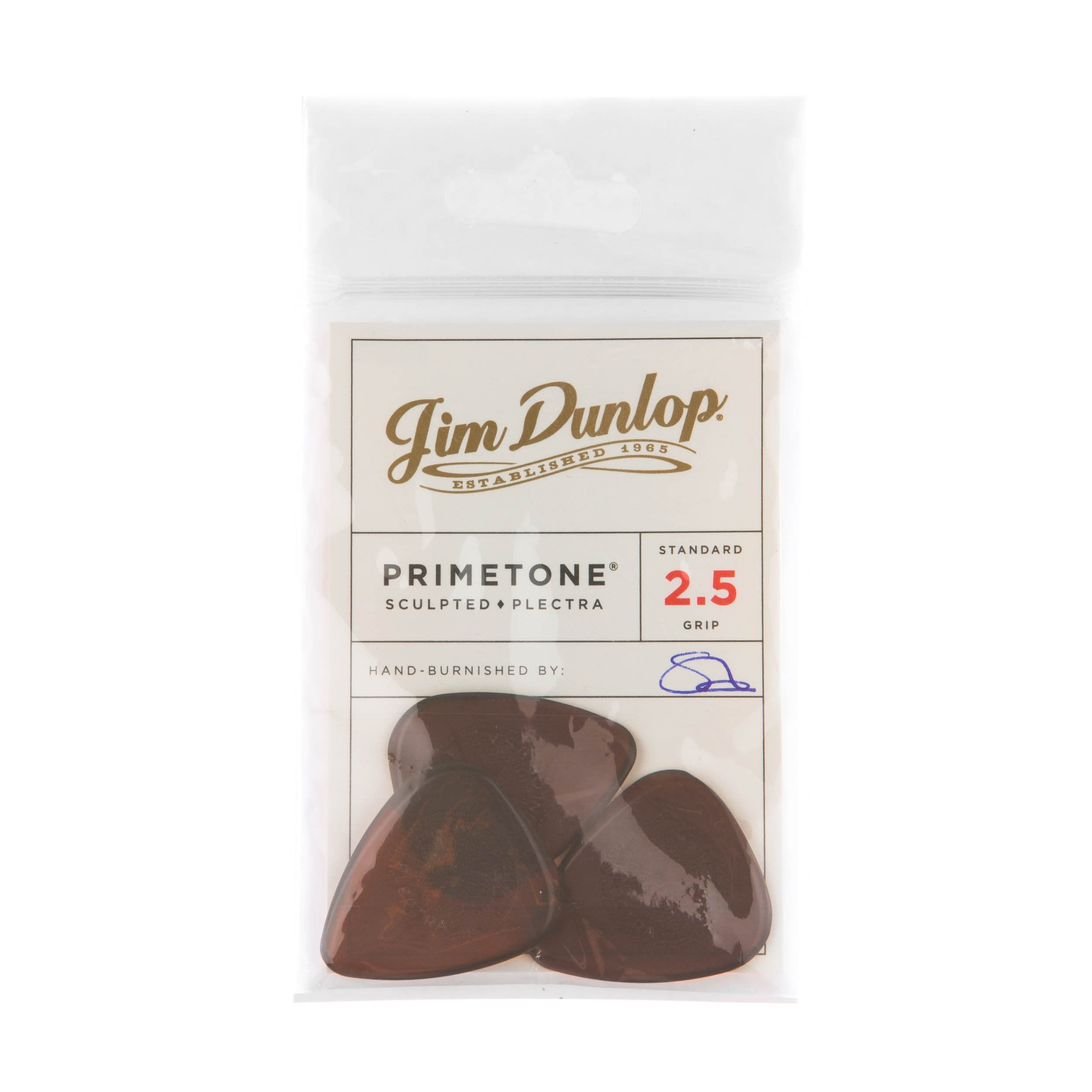 Jim Dunlop Primetone Standard 2.5mm Sculpted Plectra with Grip-3 Pack (510P2.5)
