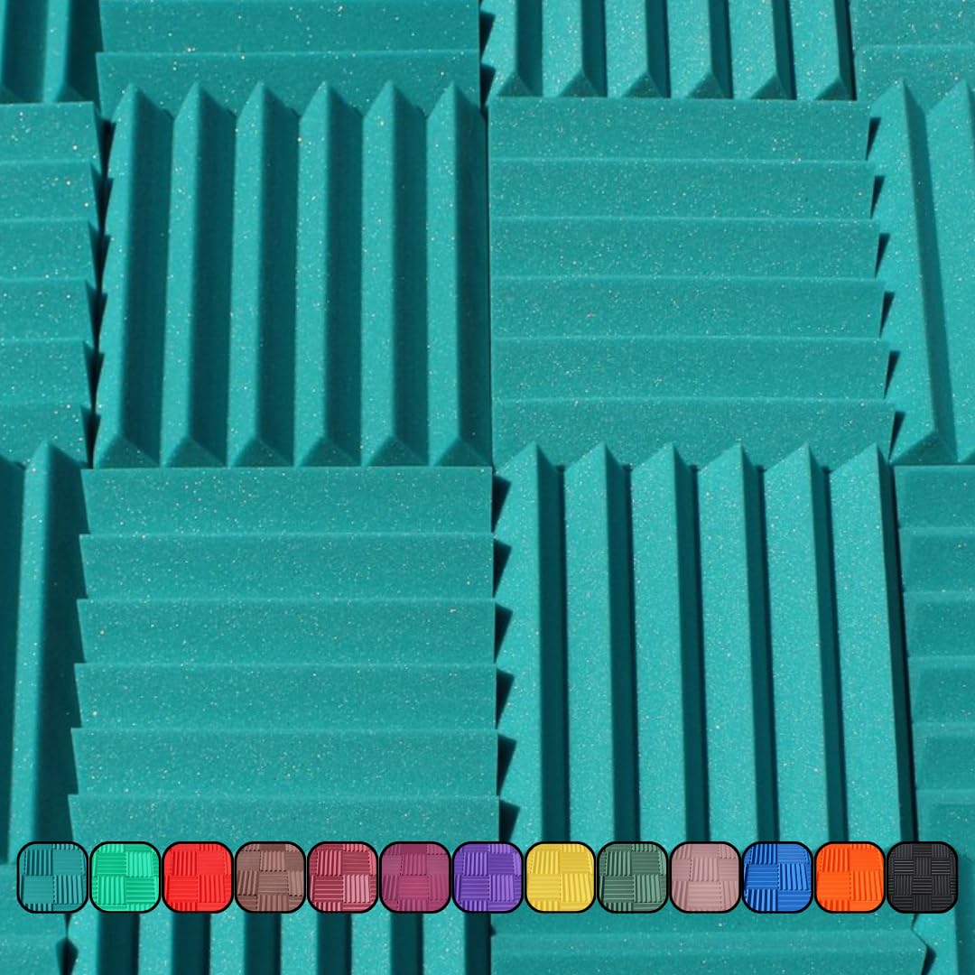 Soundproofing Acoustic Studio Foam - Teal Color - Wedge Style Panels 12   X12   X2    Tiles - 4 Pack