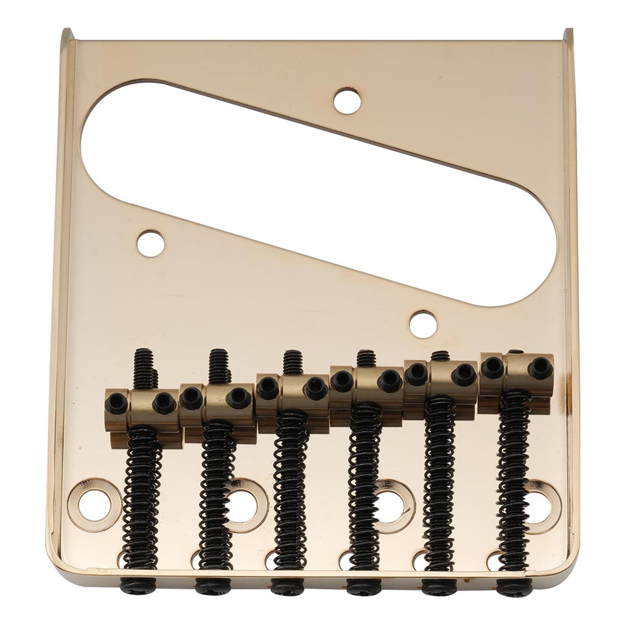 Musiclily Pro 54mm Vintage Telecaster Bridge with Barrel Brass 6-Saddle for Squier and Import Tele Style Electric Guitar, Gold