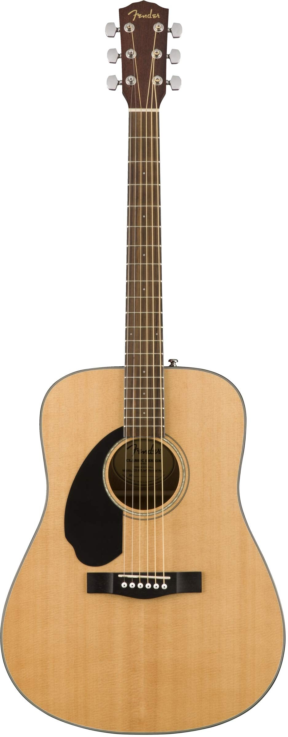 Fender CD-60S Solid Top Dreadnought Acoustic Guitar, Left Handed - Natural Bundle with Hard Case, Tuner, Strap, Strings, Picks,