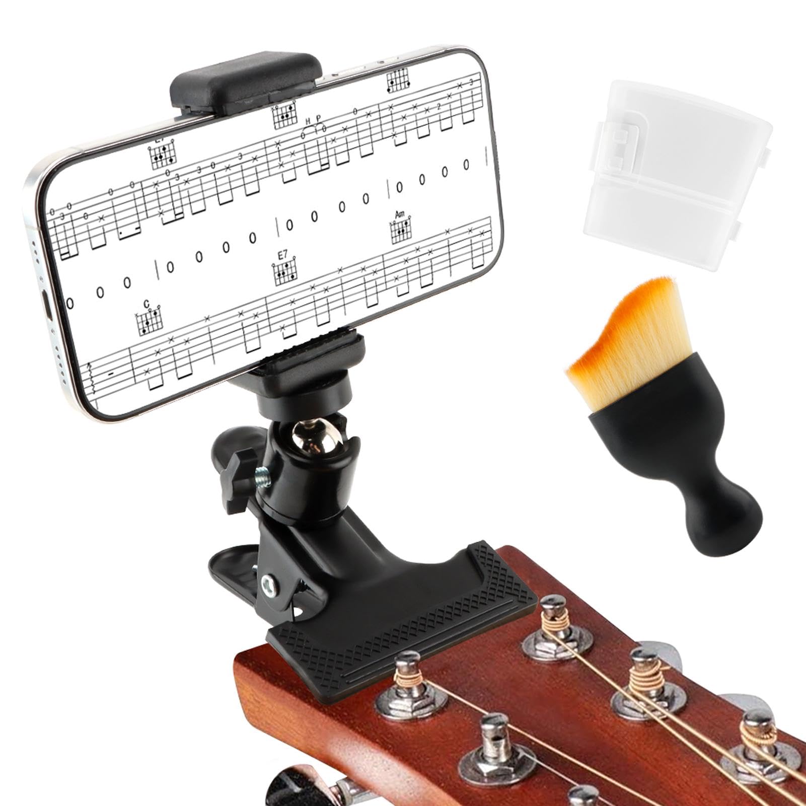 XuYelora Clip-on Guitar Phone Holder Mount with 360 Rotate Ball Head Suitable for 5.5cm to 7.5cm Handset Versatile for Live Broa