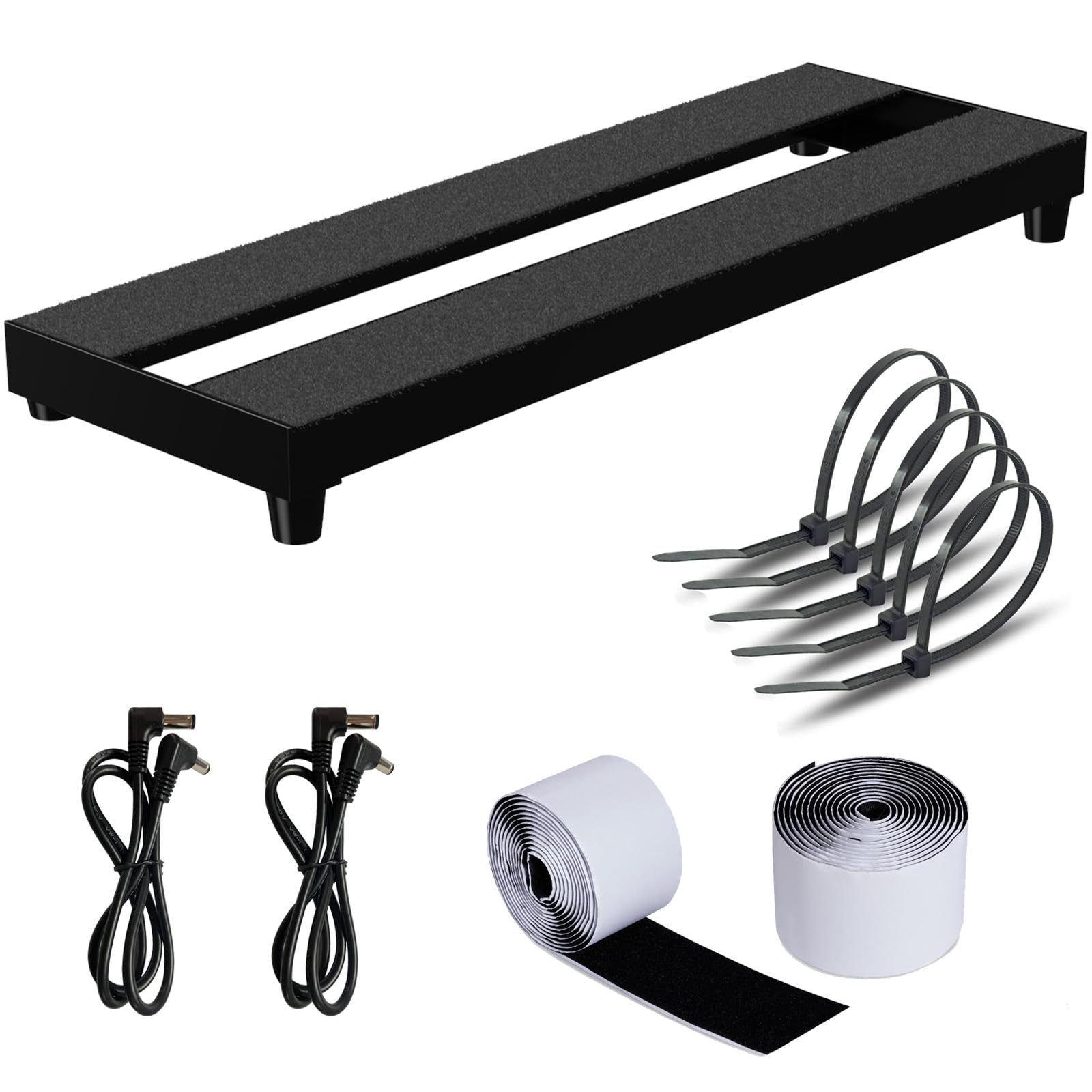 AYCRIT Mini Guitar Pedal Board, Aluminum Alloy 0.9lb Small Effect Bass Pedalboard, 16 * 5.3in, With Pedals Mountain Tape, Power 