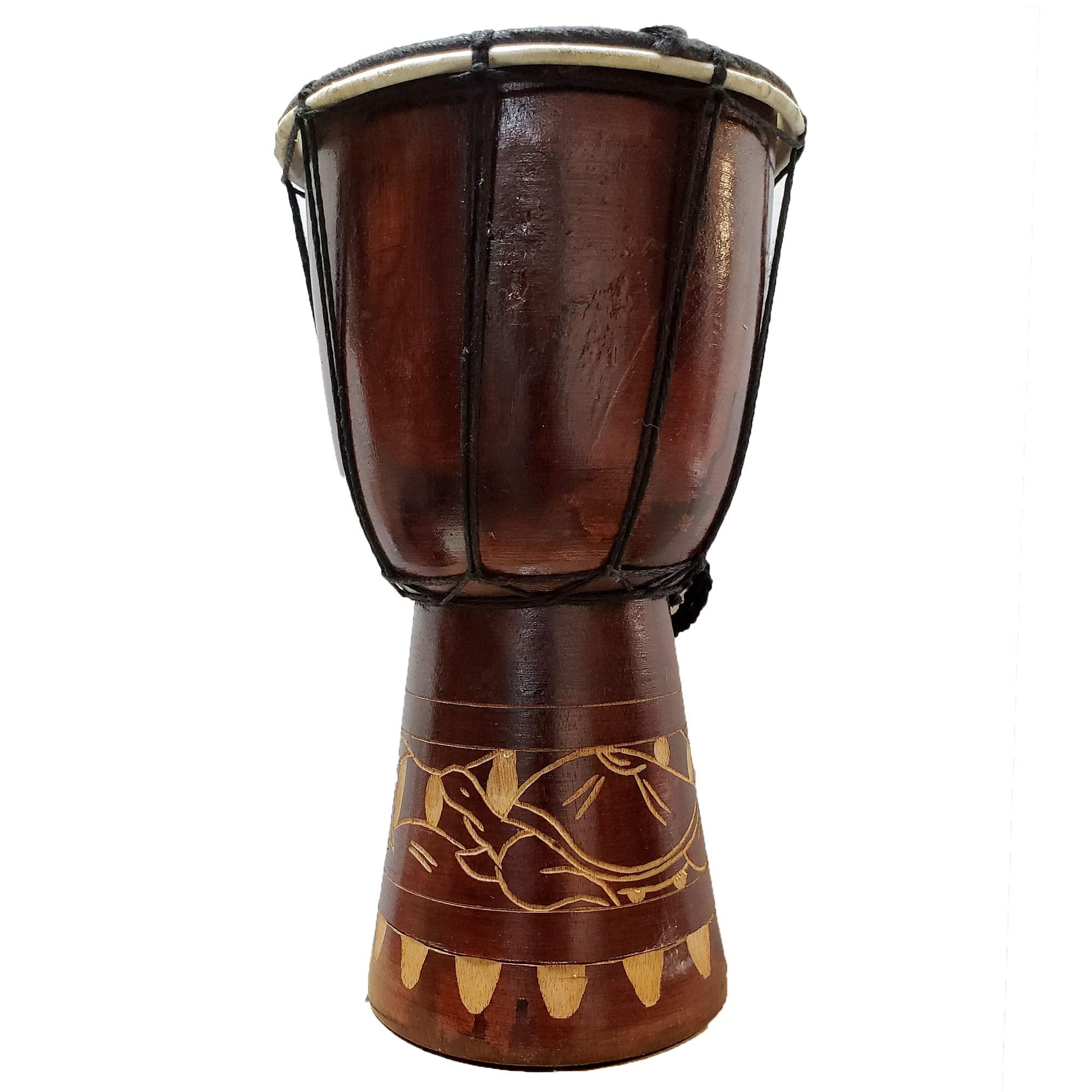 Djembe Drum Carved Bongo African inspired music also a unique gifting idea. Carver Abstract Elephant Giraffe Turtle. (12 Inch, T