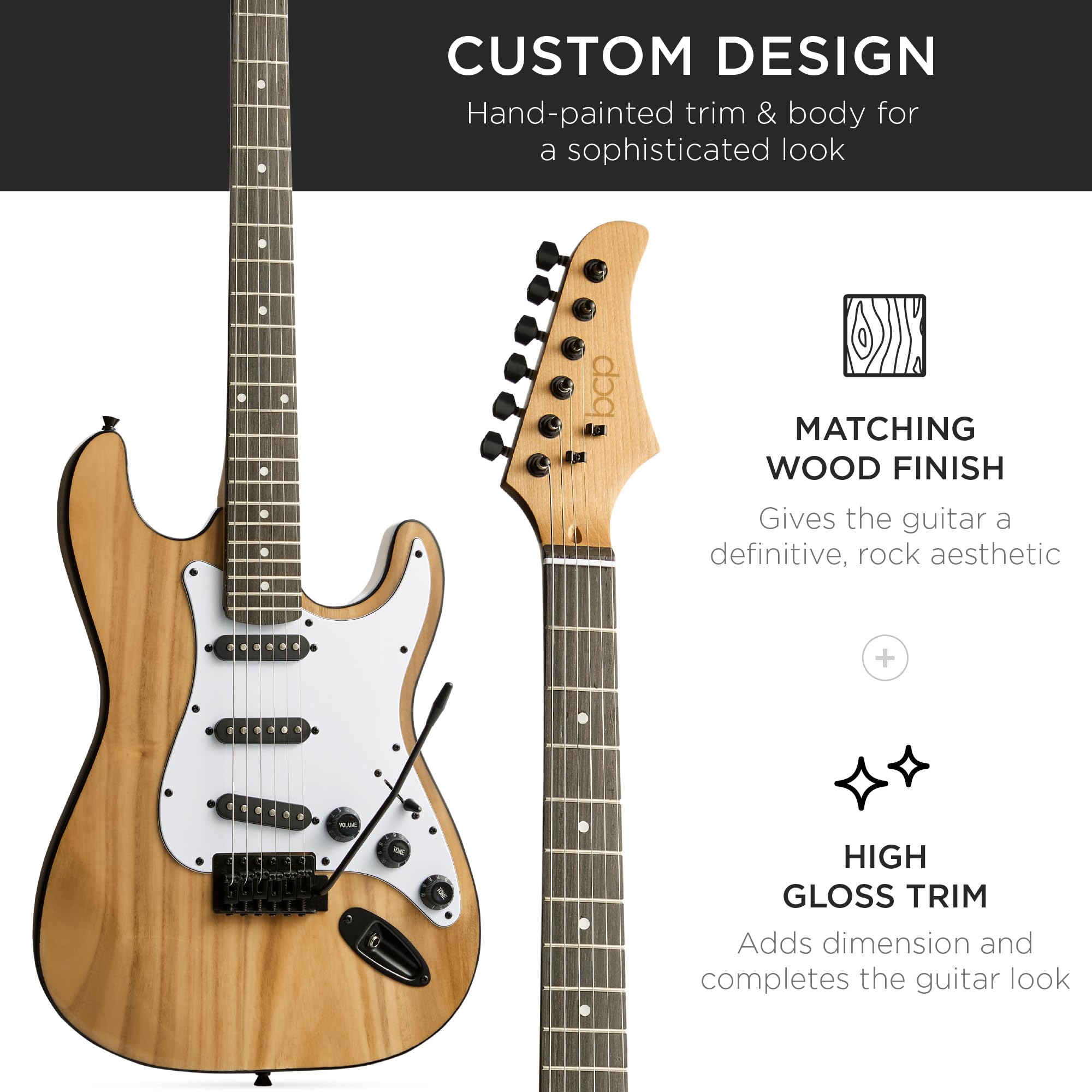 Best Choice Products 39in Full Size Beginner Electric Guitar Starter Kit w/Case, Strap, 10W Amp, Strings, Pick, Tremolo Bar - Na