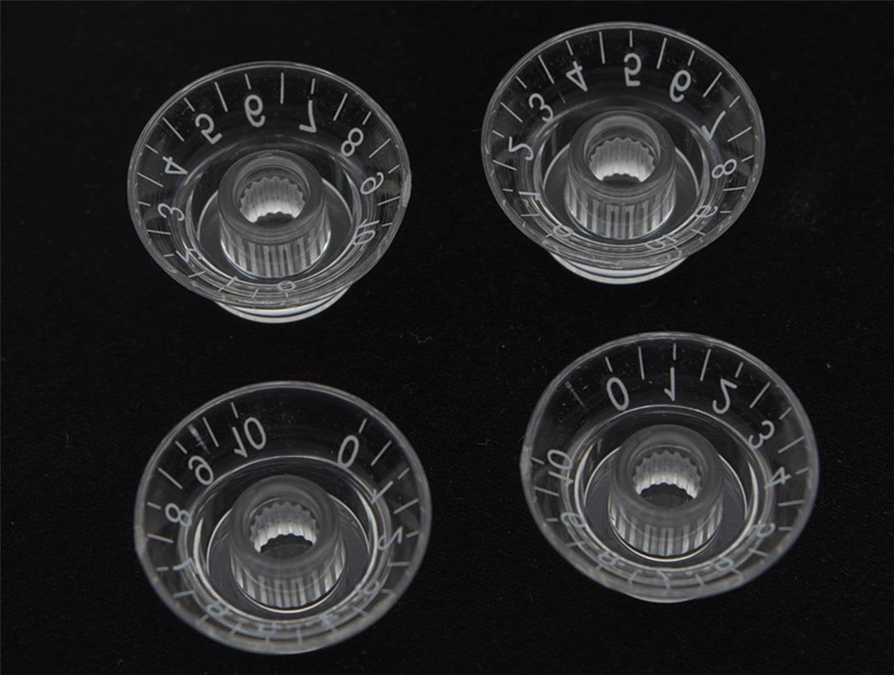 Dopro 4pcs Clear w/White Number LP Guitar Bell Knobs Top Hat Knobs for Epiphone Les Paul/Import Guitar Bass w/Coarse 5.8mm Split