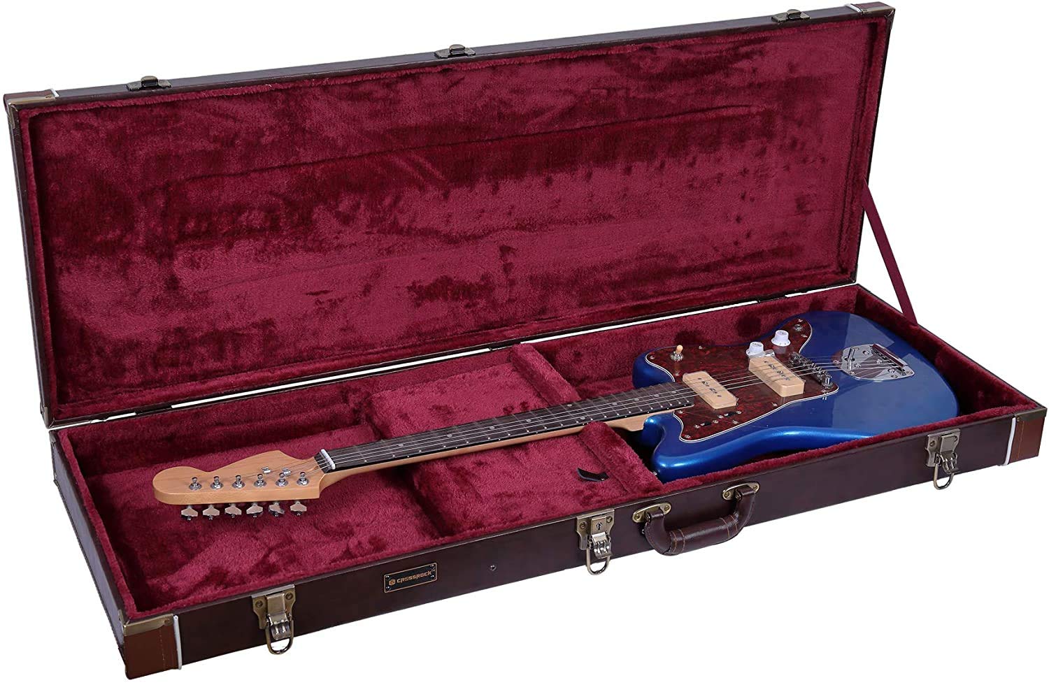 Crossrock Hardshell Wood Case For Jazzmaster/Jaguar Style Electric Guitars-Brown(Crw620Jmbr)