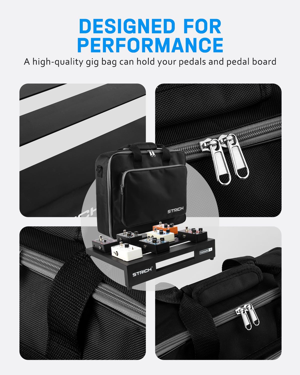 STRICH Guitar Pedal Board Aluminum Alloy 1.82lb Super Light Small Effect Pedalboard 15'' x 11.8'' with Carry Bag, STANDARD 15 (A