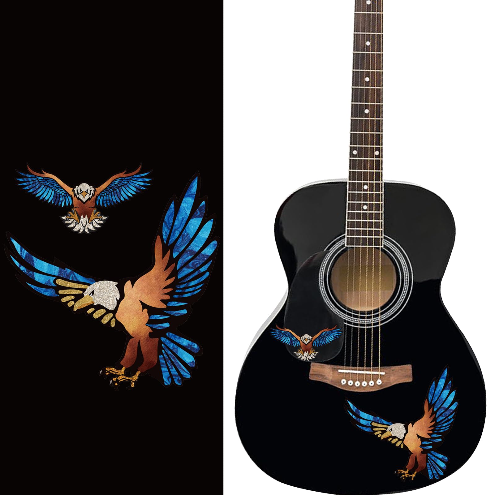Pligreat 2 Pack Guitar Guard Board Stickers Guitar Headstock Decor Removable Eagle Decals Diy Gifts For Guitarist Bass Player Ba