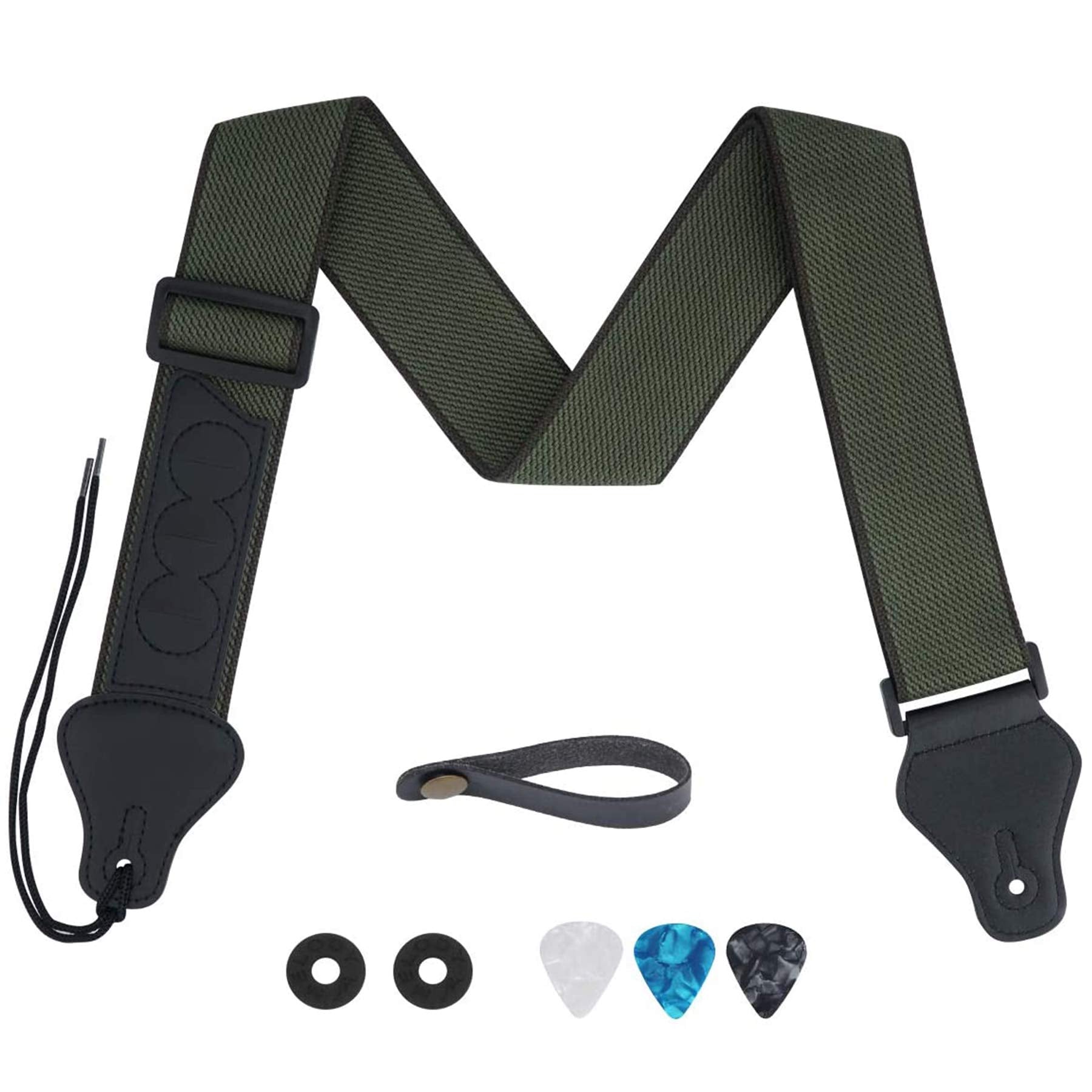 tifanso Guitar Strap, Soft Cotton Guitar Straps With 3 Pick Holders, Strap Button Headstock Adaptor, 1 Pair Strap Locks and 3 Gu