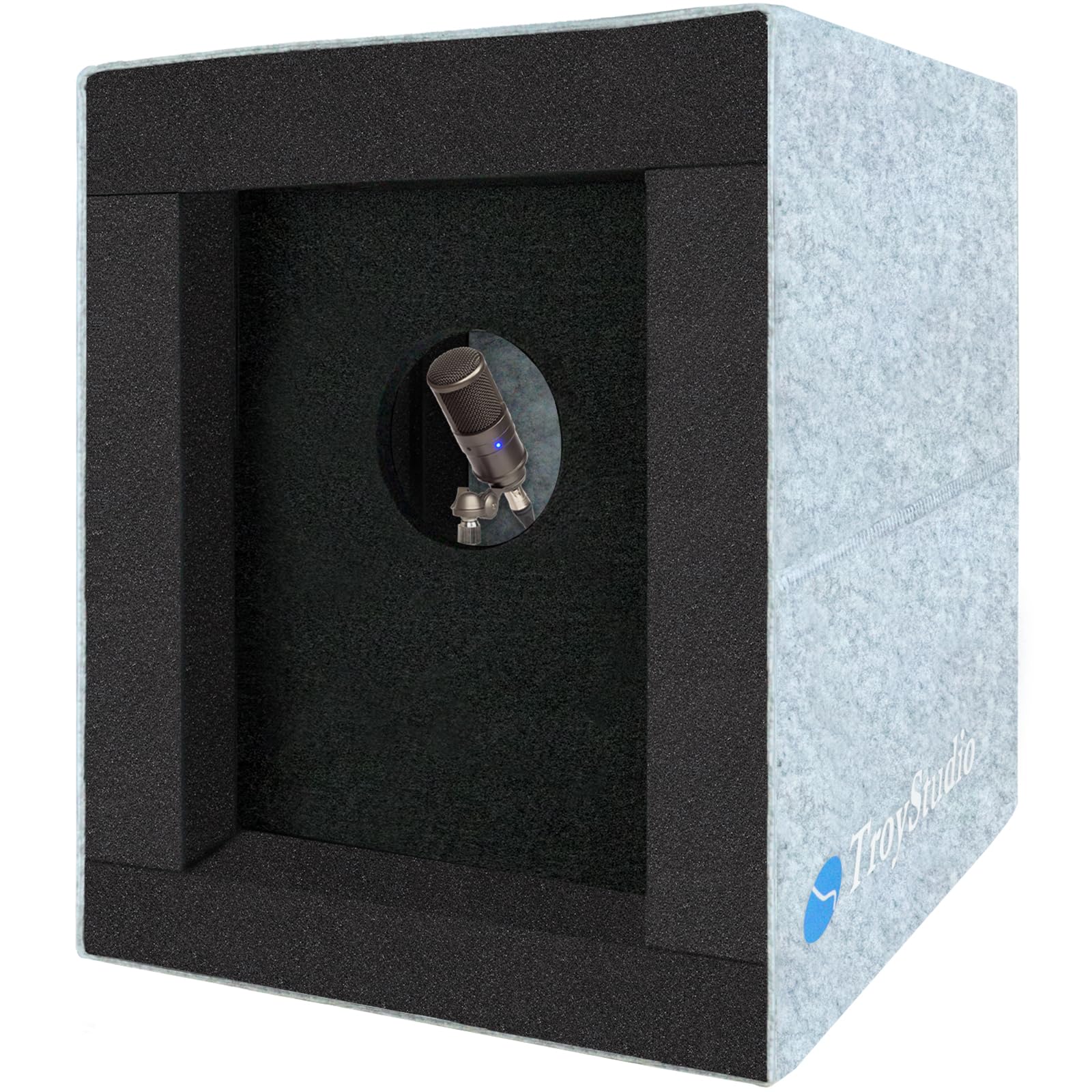 Troystudio Enclosed Vocal Booth, Portable Microphone Isolation Shield, Foldable Reflection Filter With Acoustic Foam & Panels, R