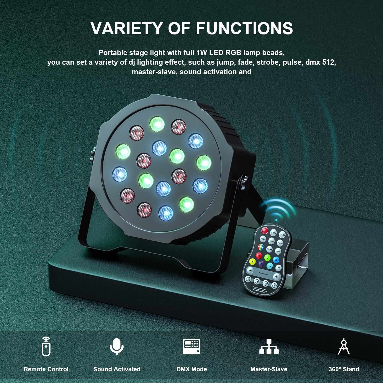 UKing Rechargeable Par Lights Wireless 18 RGB Stage Lighting Battery Powered Uplights DMX Control Uplighting for Wedding DJ Dis