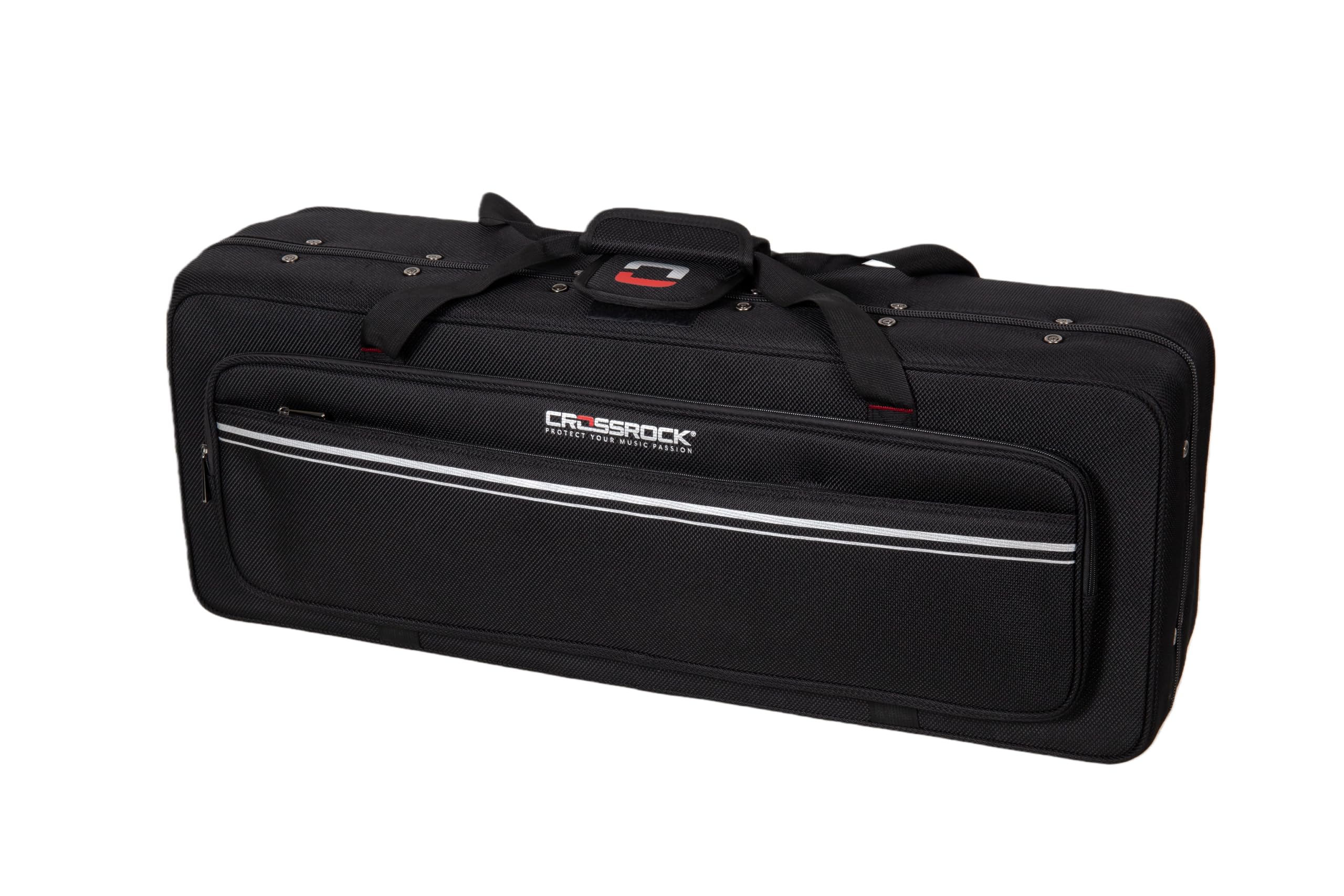 Crossrock Bb Tenor Saxophone Foam Case | Lightweight Black Gig Bag with Modern Fabric, Plush Interior & Storage Compartments (CR