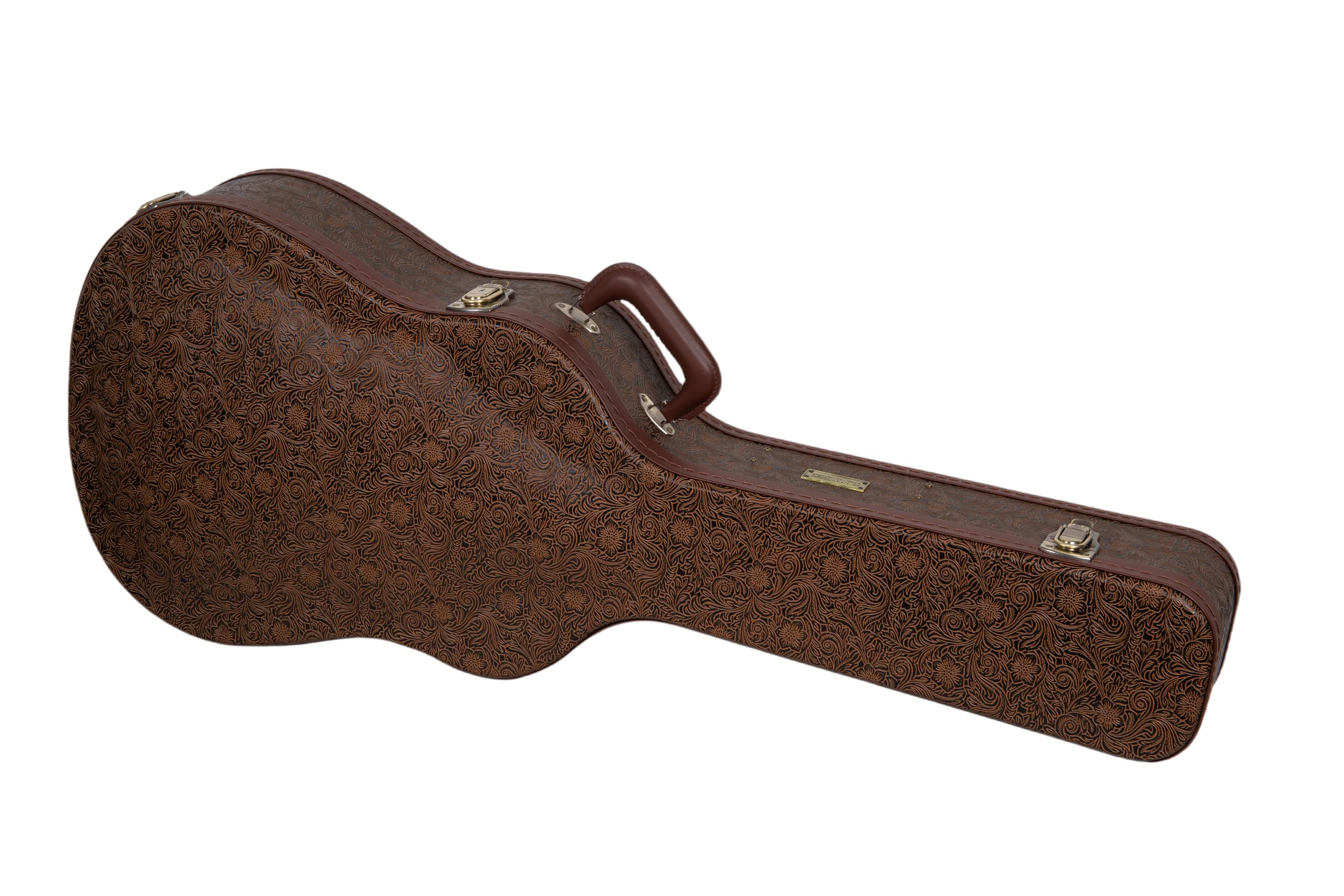 Crossrock Wooden Dreadnought Guitar Case for Martin D-28 / Taylor Grand Auditorium | Blossom Brown Faux Leather, Forest Green Ve