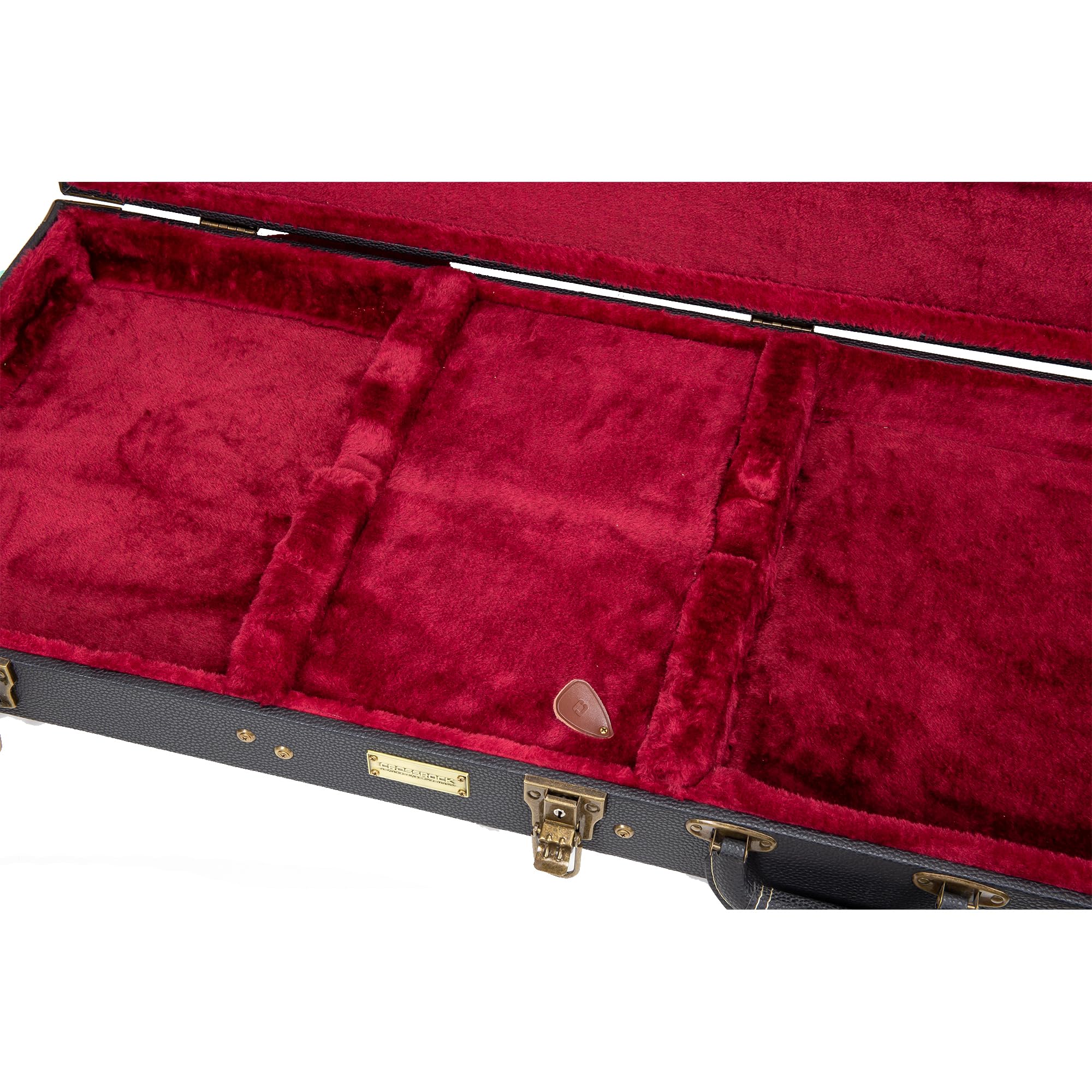 Crossrock Wooden Guitar Case -Fits Jazzmaster (Modern Style)/Jaguar Style Electric Guitars- Vintage Hardware, Sponge Lining, Met