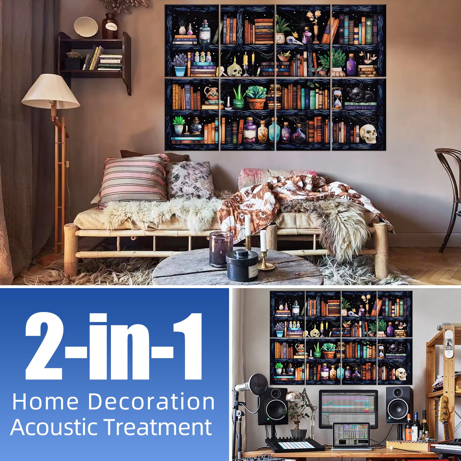 Tutmyrea 8 Pcs Art Acoustic Wall Panels, 48''X32'' High-Density Sound Absorbing Panel, Self-adhesive Soundproof Wall Panels, Aco