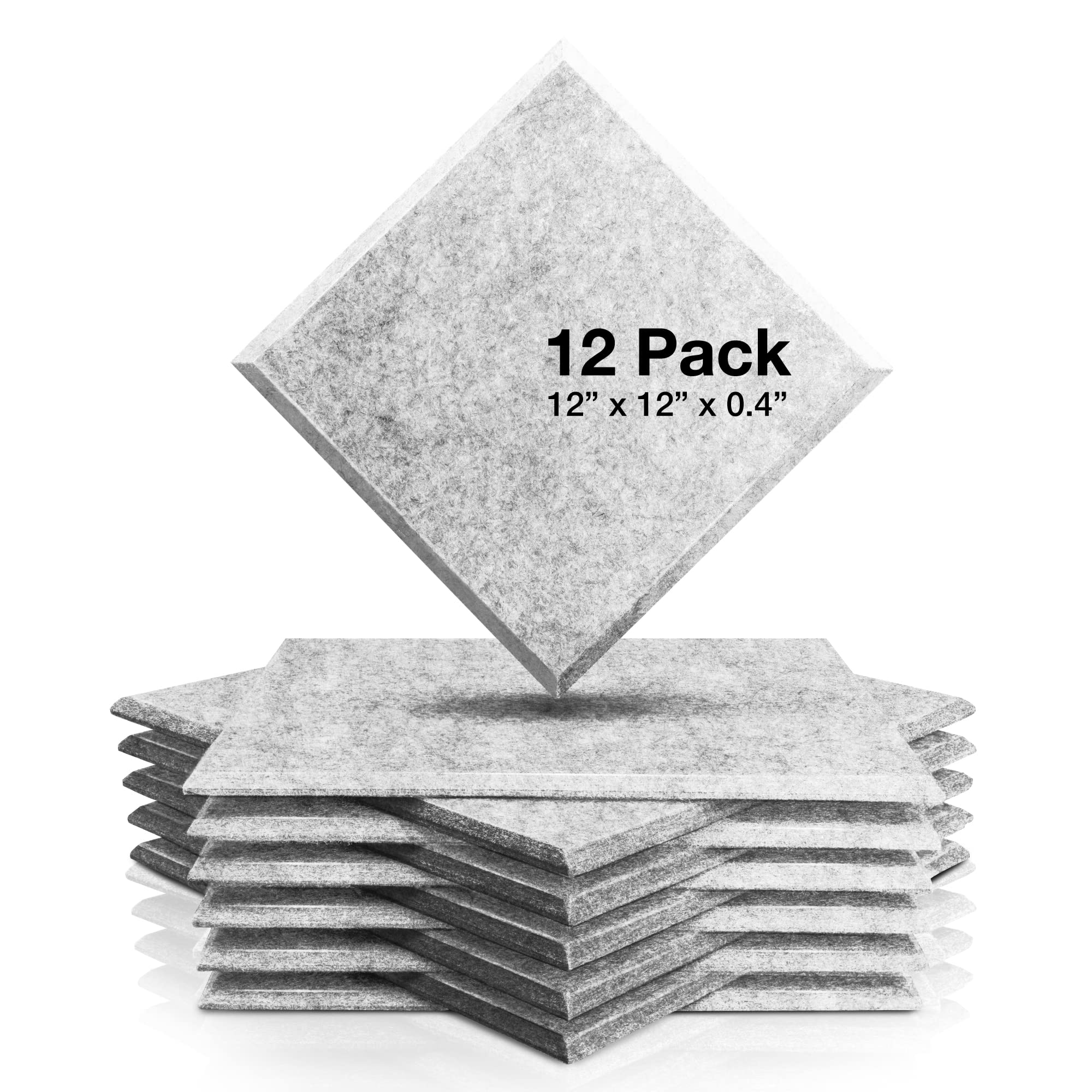 Fstop Labs 12 Pack 0.4'' X 12'' X 12'' Acoustic Foam Panels, Sound Absorbing Panel, Beveled Edge Tiles Soundproof Foam Insulatio