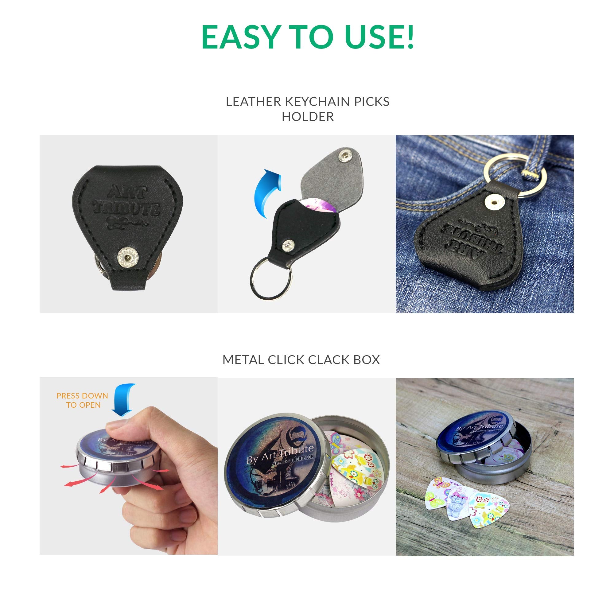 Kids Guitar Picks For Girls Pink Butterfly Christmas Gift Cool 12 Medium Celluloid Picks W/FREE BONUS Sleek Tin Box & Pick Holde