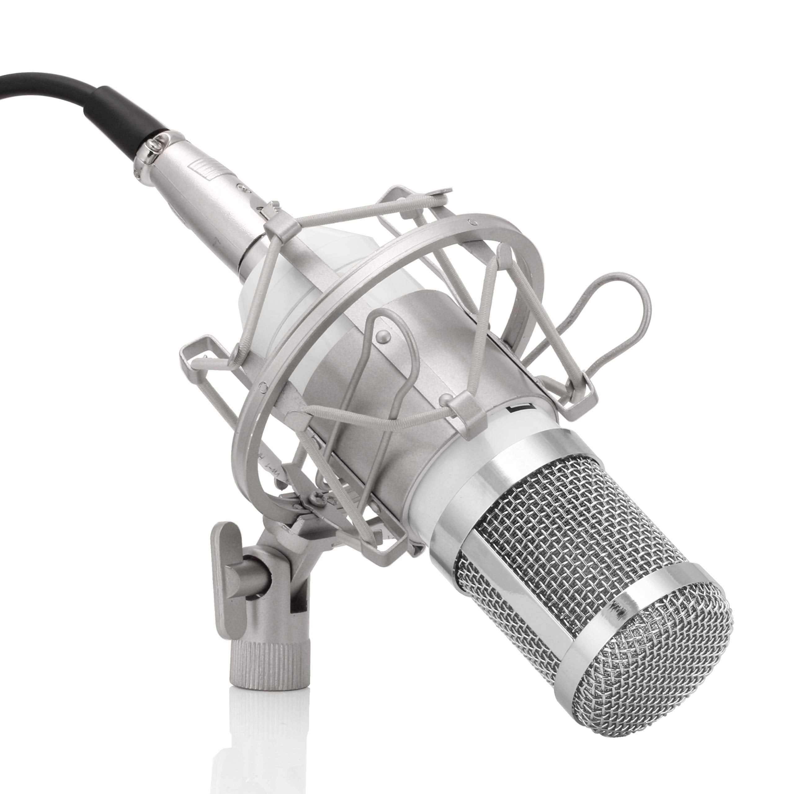 Powerpak Bm-800 White Professional Condenser Usb Microphone With Metal Shock Mount (Requires Phantom Power Or Sound Card)