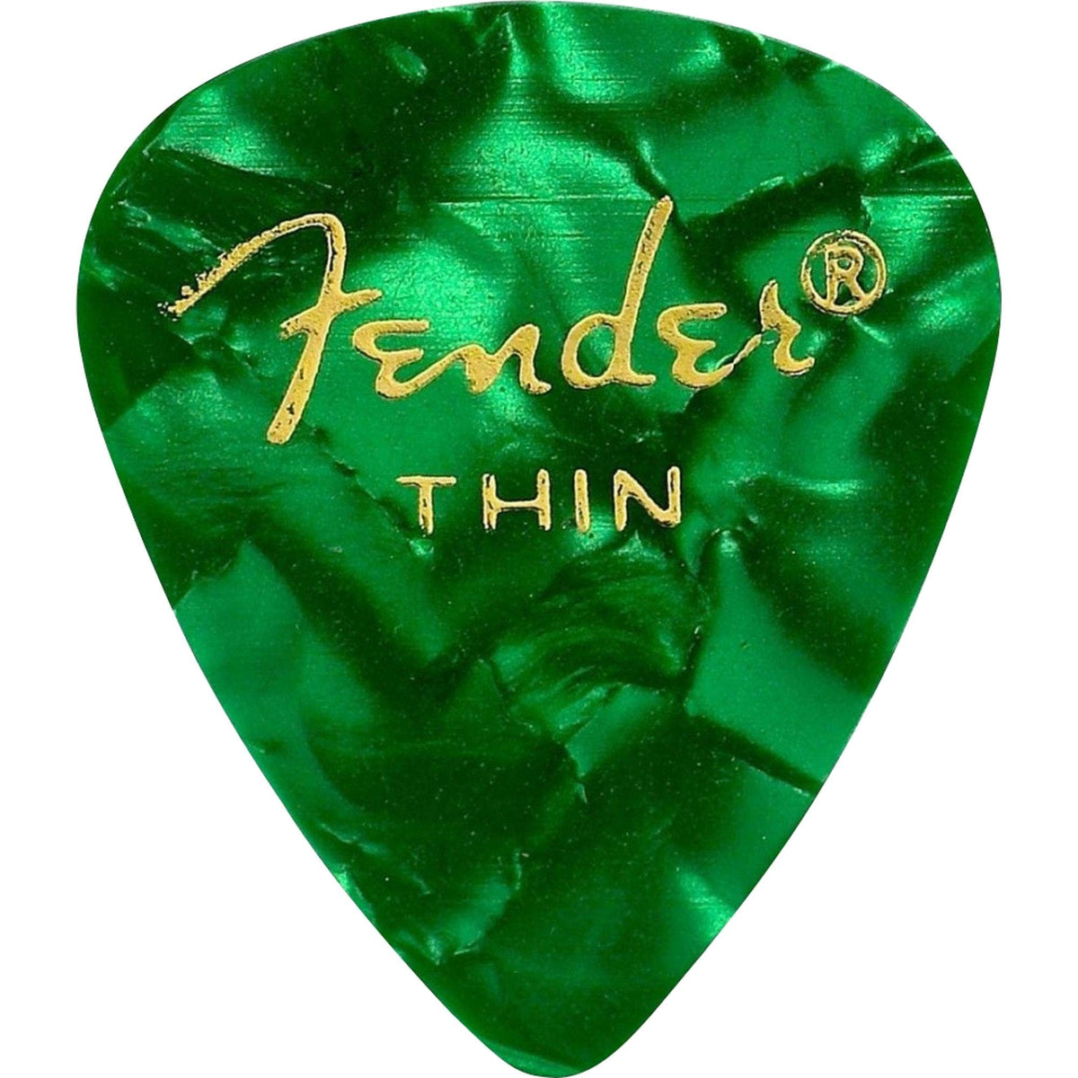 Fender Premium Celluloid Guitar Picks 351 Shape, Green Moto, Thin, 144-Pack