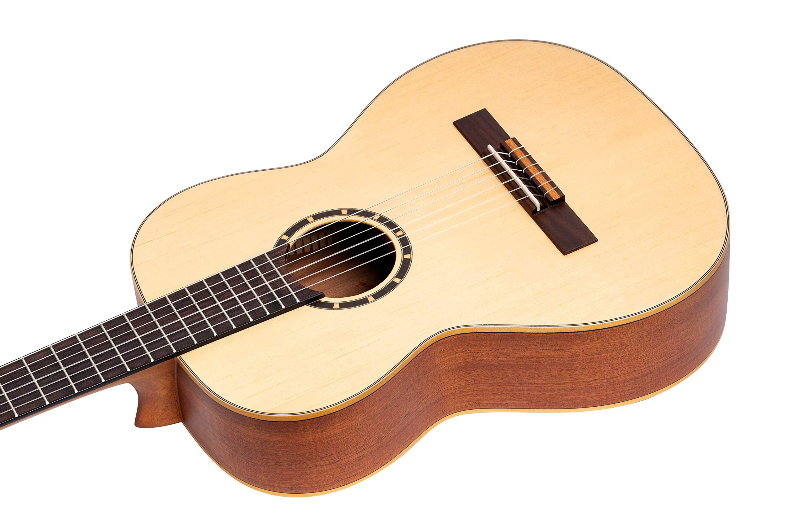 Ortega Guitars 6 String Family Series 7/8 Size Left-Handed Nylon Classical Guitar w/Bag, Spruce Top-Natural-Satin, (R121-7/8-L)