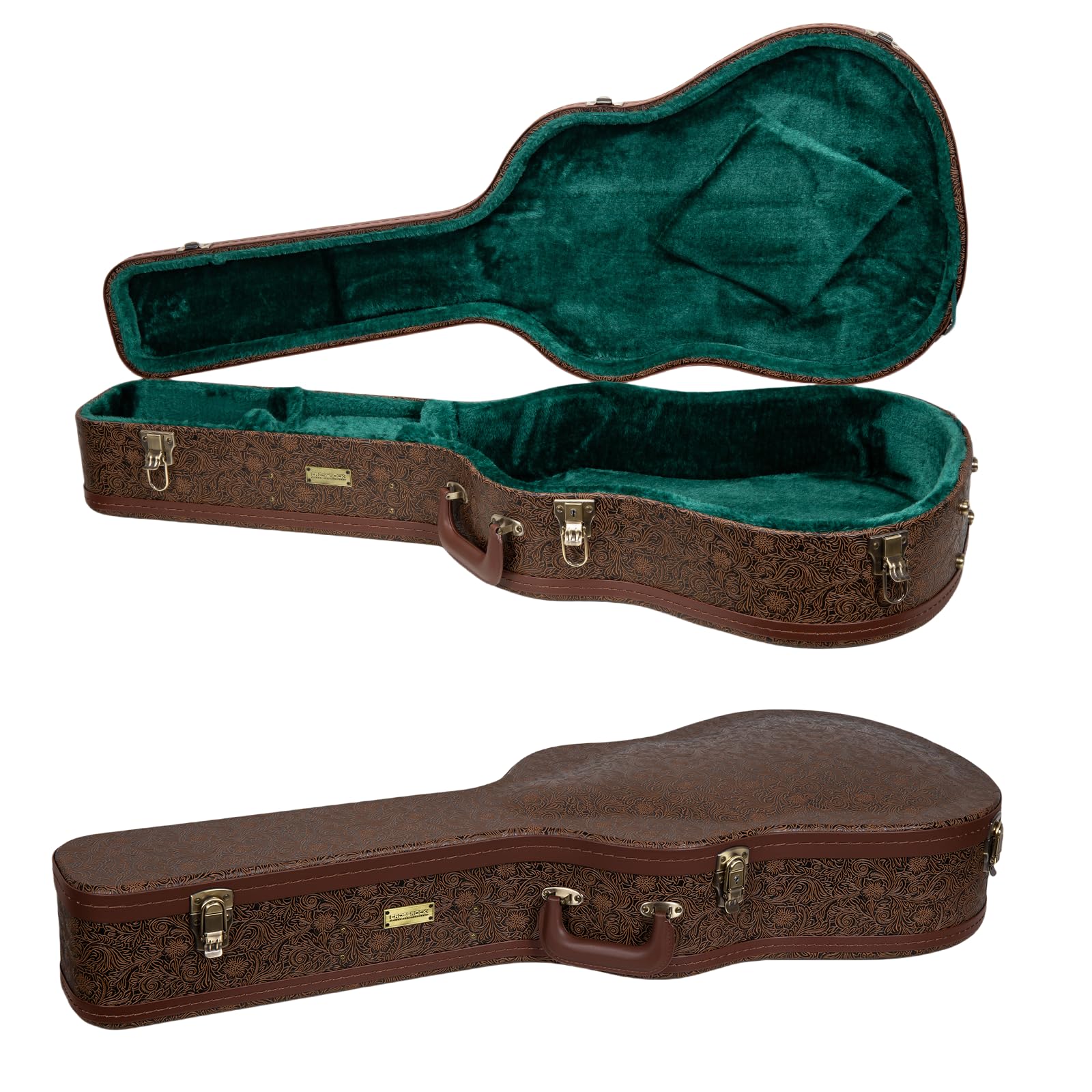 Crossrock Super Jumbo Acoustic Guitar Case for Gibson SJ-200 | Blossom Brown Finish, Reinforced Archtop, Security Lock, Hidden S
