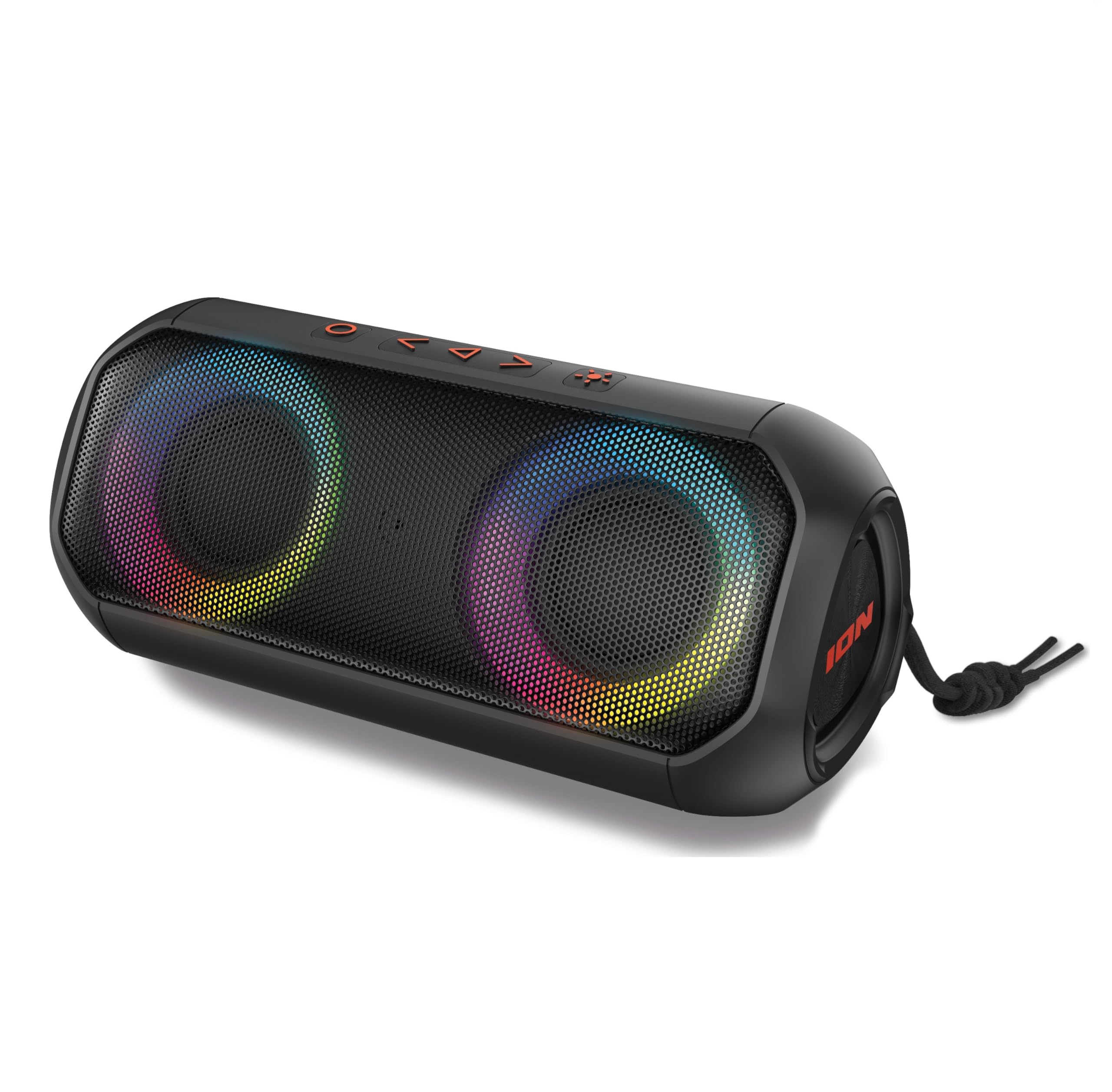 Ion Audio Uber Boom - Water Resistant Portable Bluetooth Speaker With Party Lights, Built-In Microphone And Stereo-Link