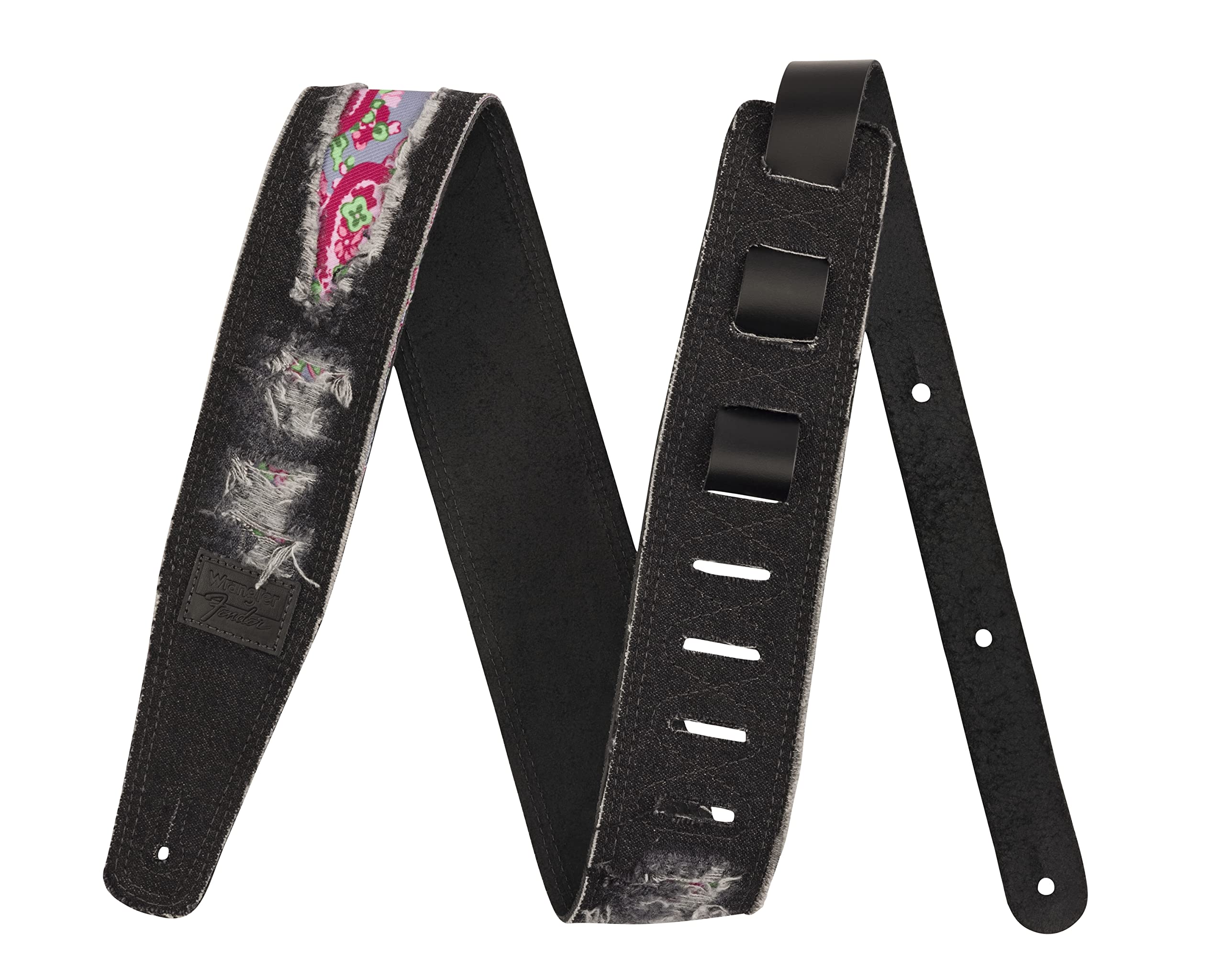 Fender x Wrangler Ripped Denim Guitar Strap, Black