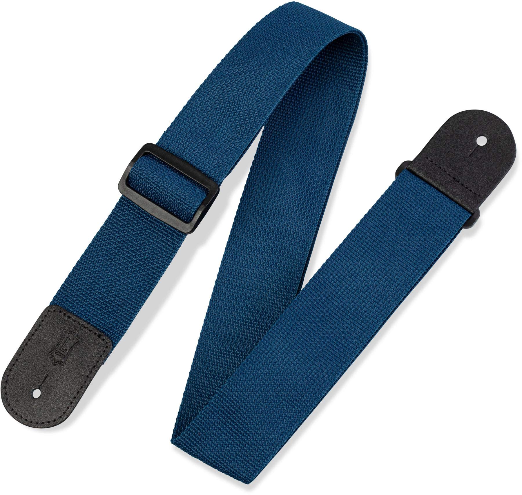 Levy'S Leathers 2'' Polypropylene Guitar Strap With Genuine Leather Ends And Tri-Glide Adjustment. Navy (M8Poly-Nav)