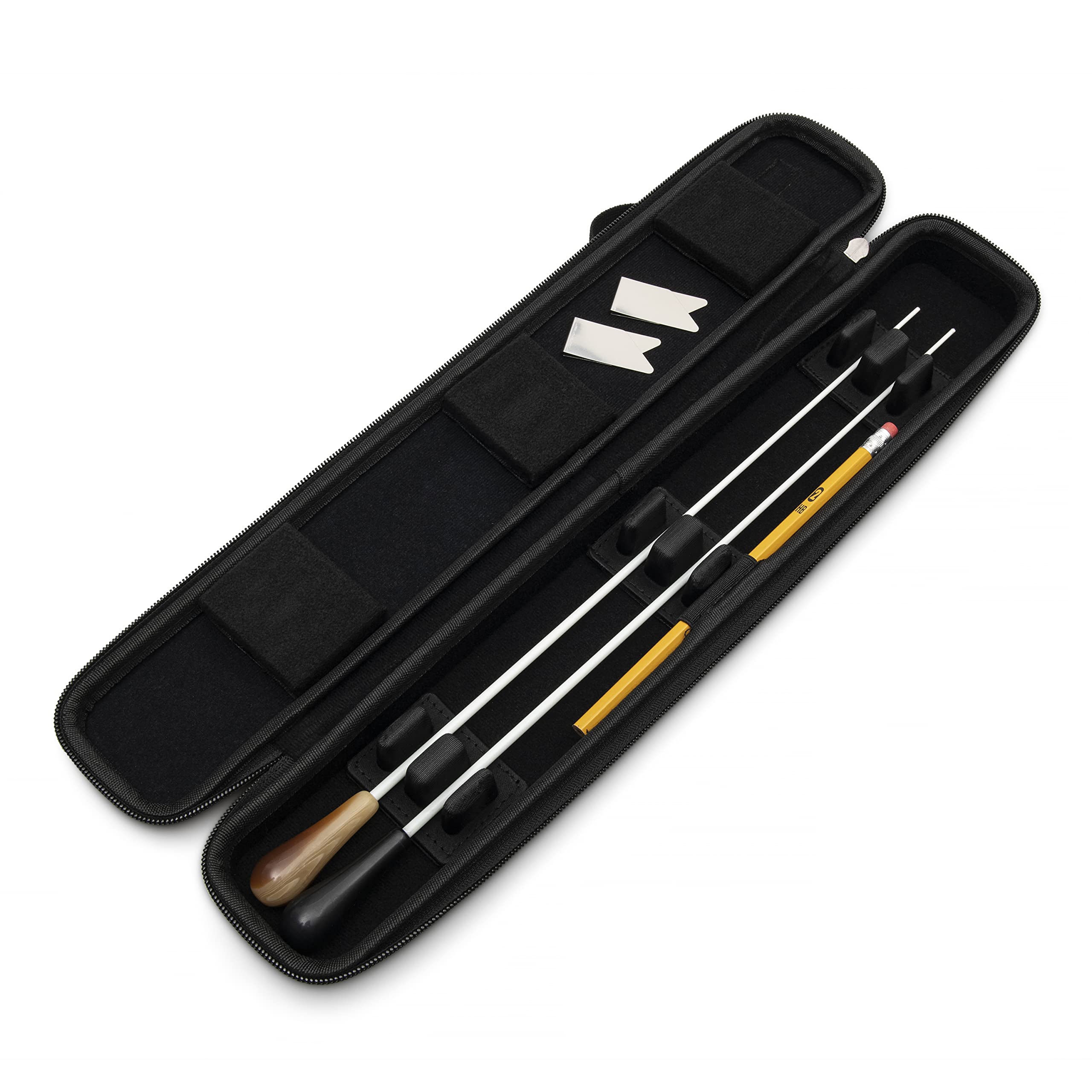 Magerdy Fields Conducting Baton Case - Holds 2 Conductor Batons up to 16 inches - with Carrying Strap and 2 Metal Bookmarks - Ad