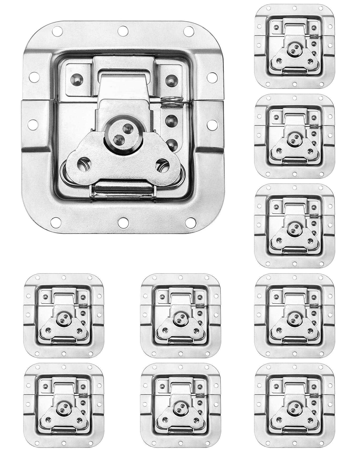 QWORK Road Case Spring Loaded Recessed Latch, 10 Pack Heavy Duty Recessed Butterfly Twist Catch for Flight Case, PA DJ Rack/Road