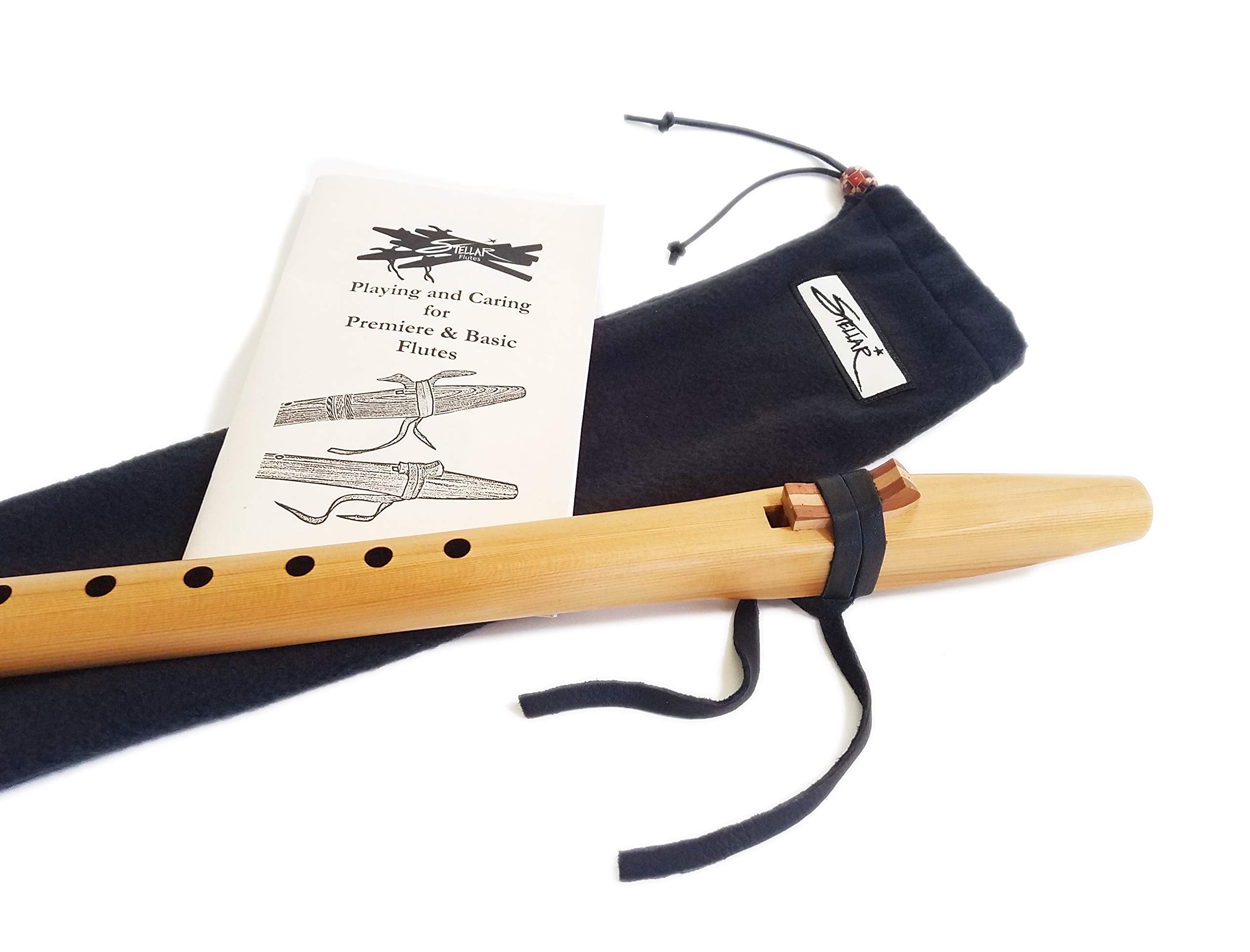 Stellar Basic Flute Key of G - Natural Light Cedar Native American Style Flute with Carrying Case