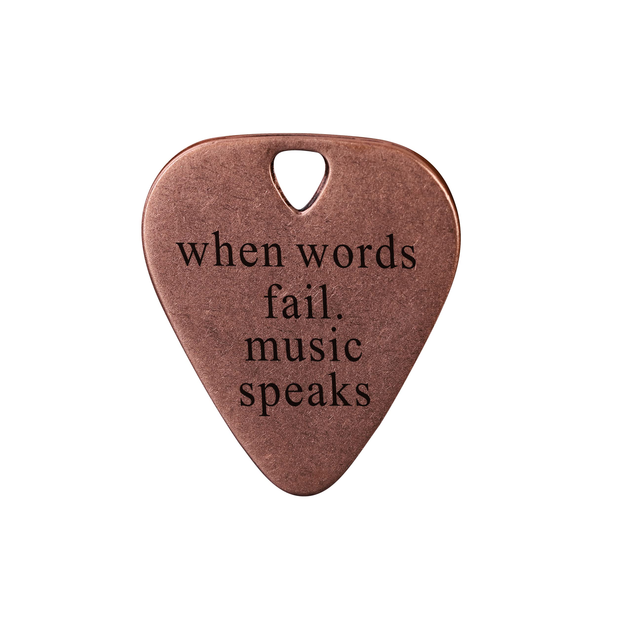 Guitar Pick Engraved Musician Gift Custom Boyfriend Girlfriend Accessories Gift For Dad When words fail Music Speak (Copper When