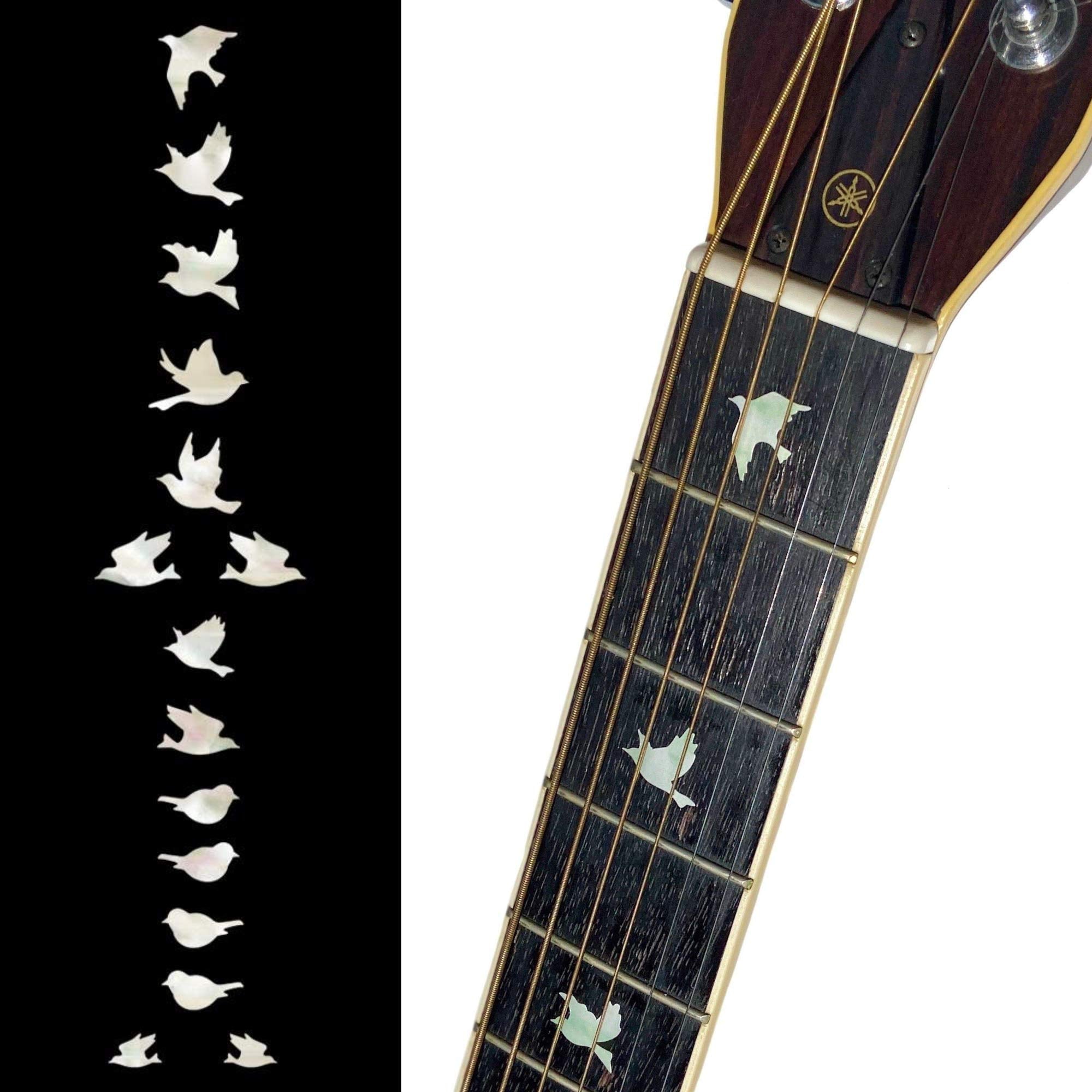 Inlay Sticker Fret Markers For Guitars & Bass - Doves - White Pearl