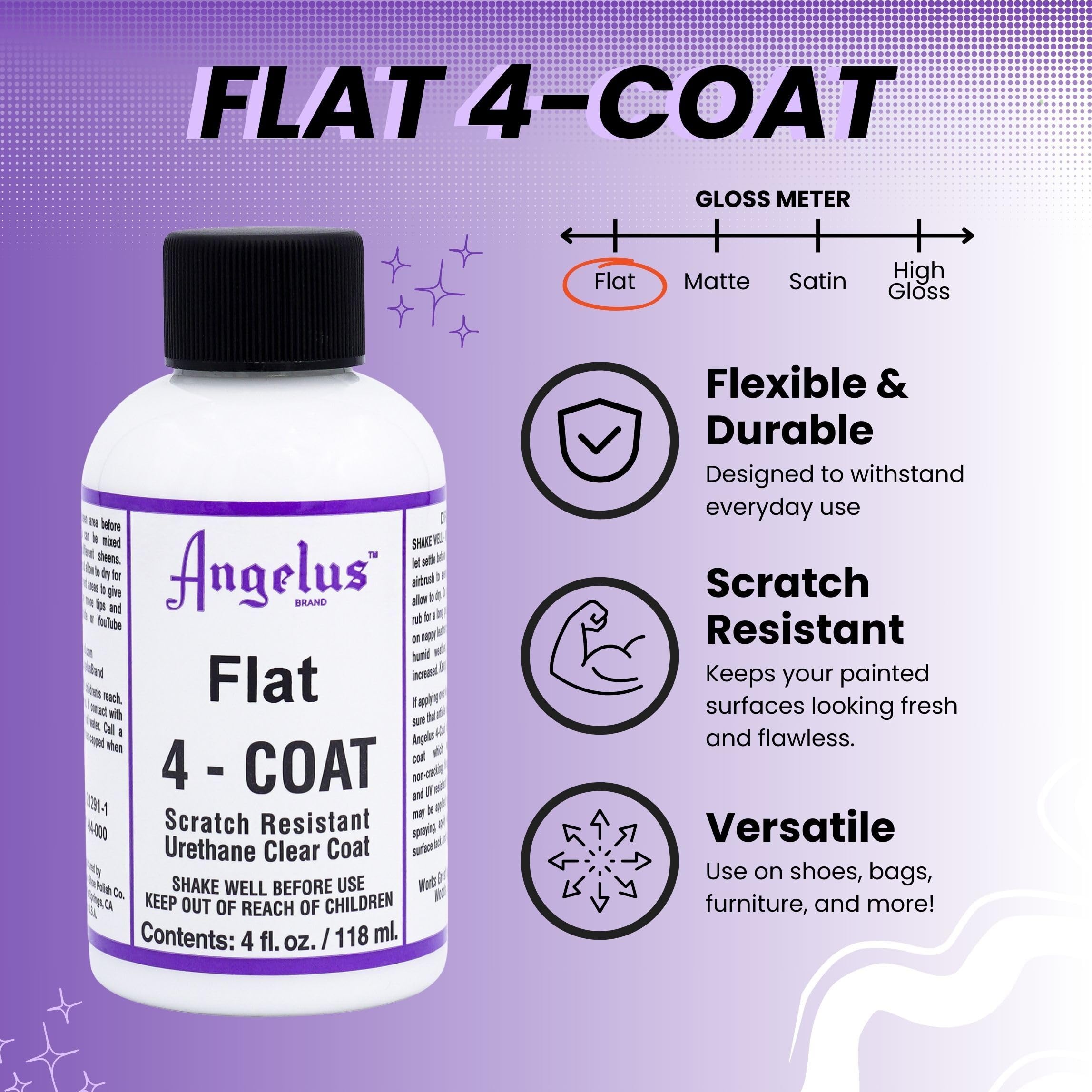 Angelus 4-coat Leather clear coat Finisher Flat 4oz- Scratch Resistant