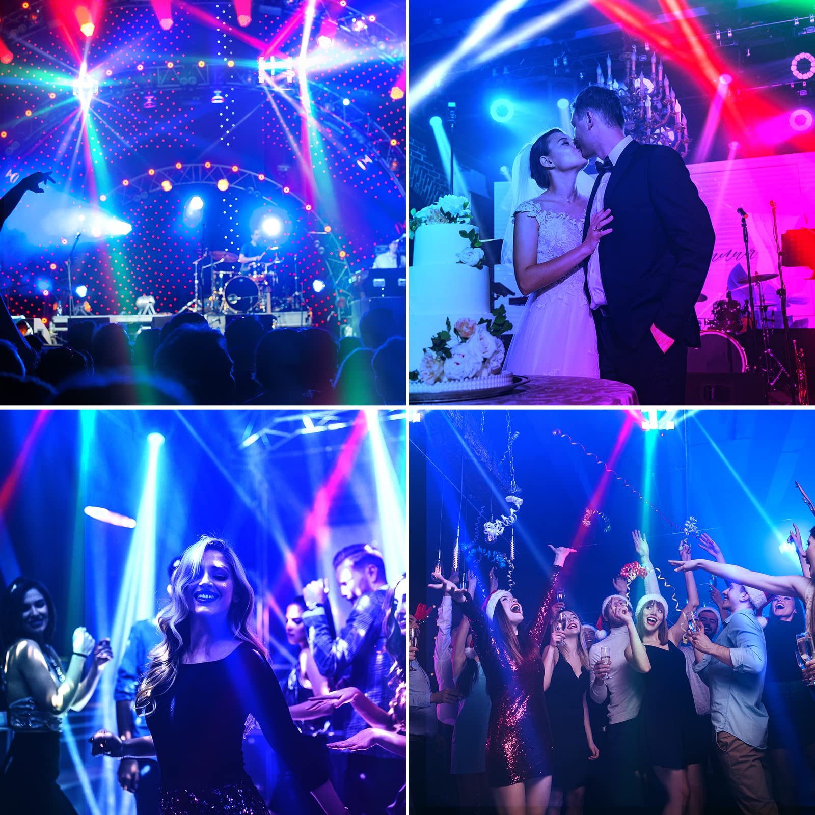 LUNSY Spider Moving Head DJ Lights, Disco Party Stage Lights Indoor, Lunsy 8x10W RGBW Sound Activated DMX-512 Control Strobe Bea