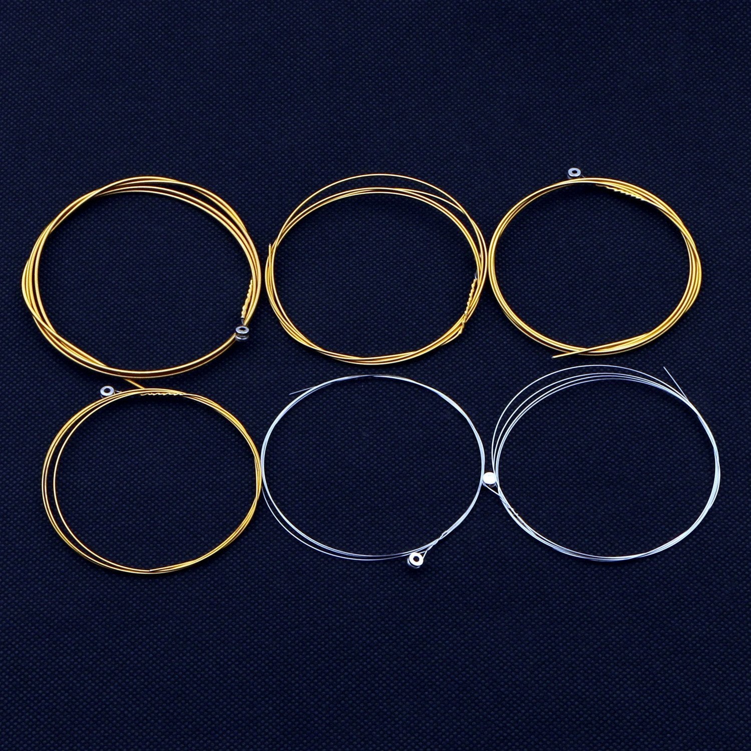Acoustic Guitar Strings Nickel Alloy Strings Set, 6 Guitar Stings, E-010, B-013, G-023, D-030, A-036, E-046, Clear and Gold