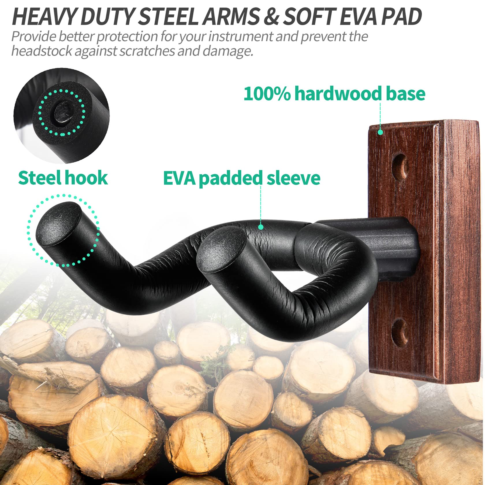 WOGOD Guitar Wall Mount Guitar Hanger Wall Holder - Guitar Wall Hangers Wall Hook Stand for Acoustic Electric Guitars Bass Ukule