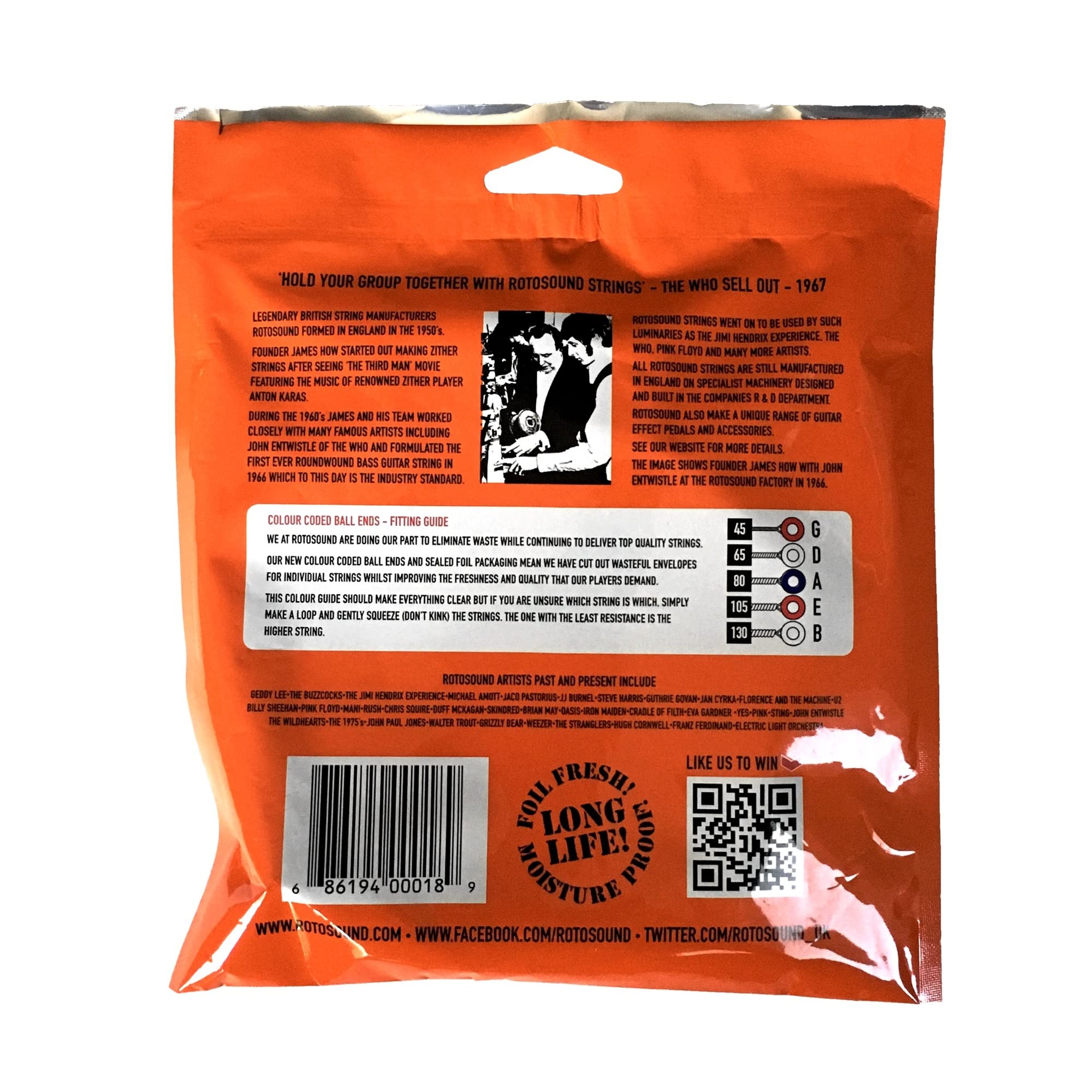 Rotosound RS665LD Swing Bass 66 Stainless Steel Roundwound Long Scale 5-String Bass String