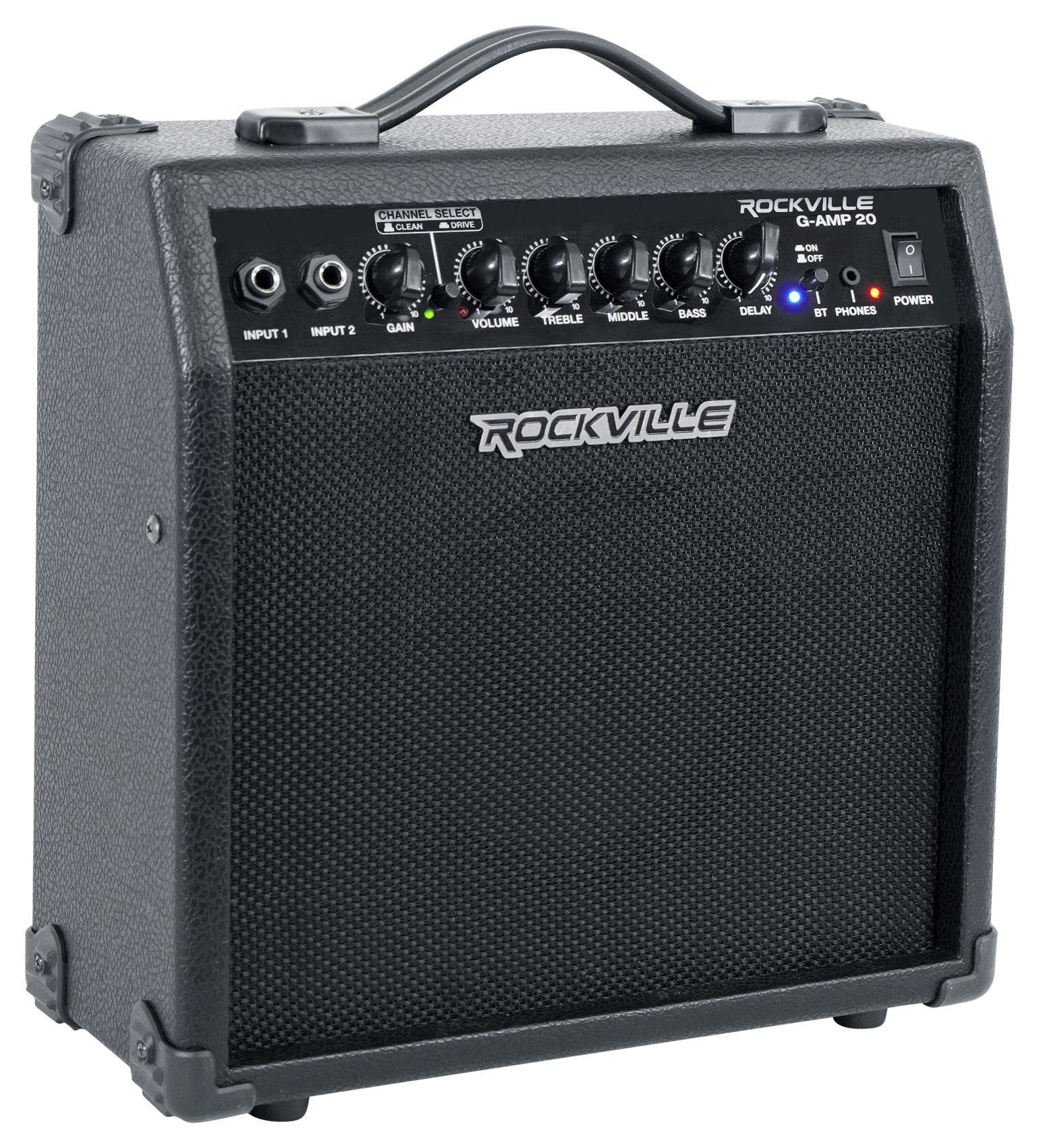 Rockville G-Amp 20 Watt Guitar Amplifier Dual Input Combo Amp Bluetooth/Delay